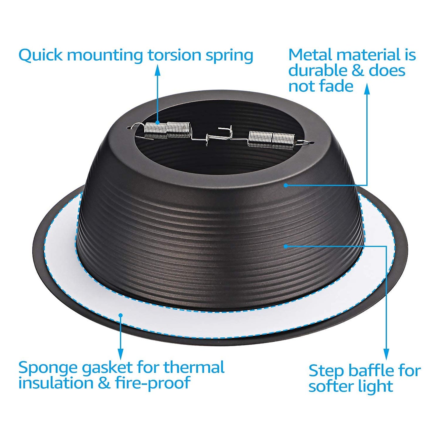 TORCHSTAR 6 Inch Integrated Can Light Trim, Oil Rubbed Bronze, Full Metal, Model 33139, for 6in Cans, Pack of 6