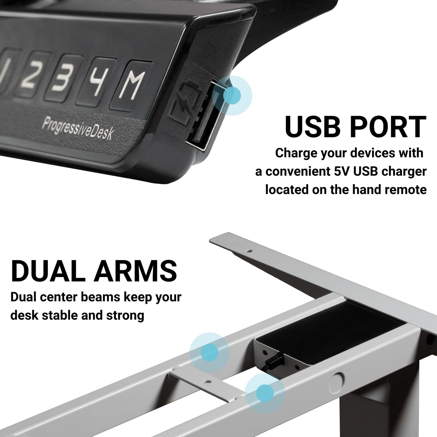 PROGRESSIVE AUTOMATIONS Standing Desk Corner Frame - Adjustable Height and Width Legs with Triple Electric Motors for Home Office L Shaped Desk FLT-05 Black