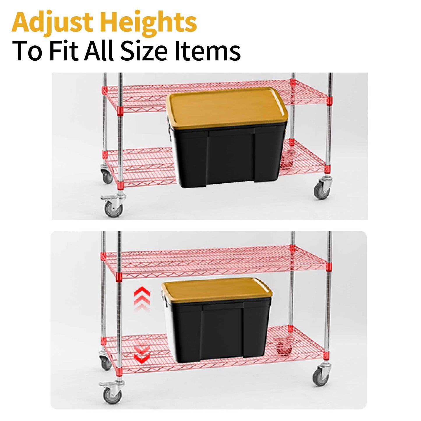 Rolling Shelves With Wheels Storage Rack With Wheels Wire Racks Rolling Wire Shelves on Wheels Stainless Steel Metal Shelving With Wheels for Garage Kitchen Pantry(48"L x 24"W x 76"H 4-Tier) (Chrome)