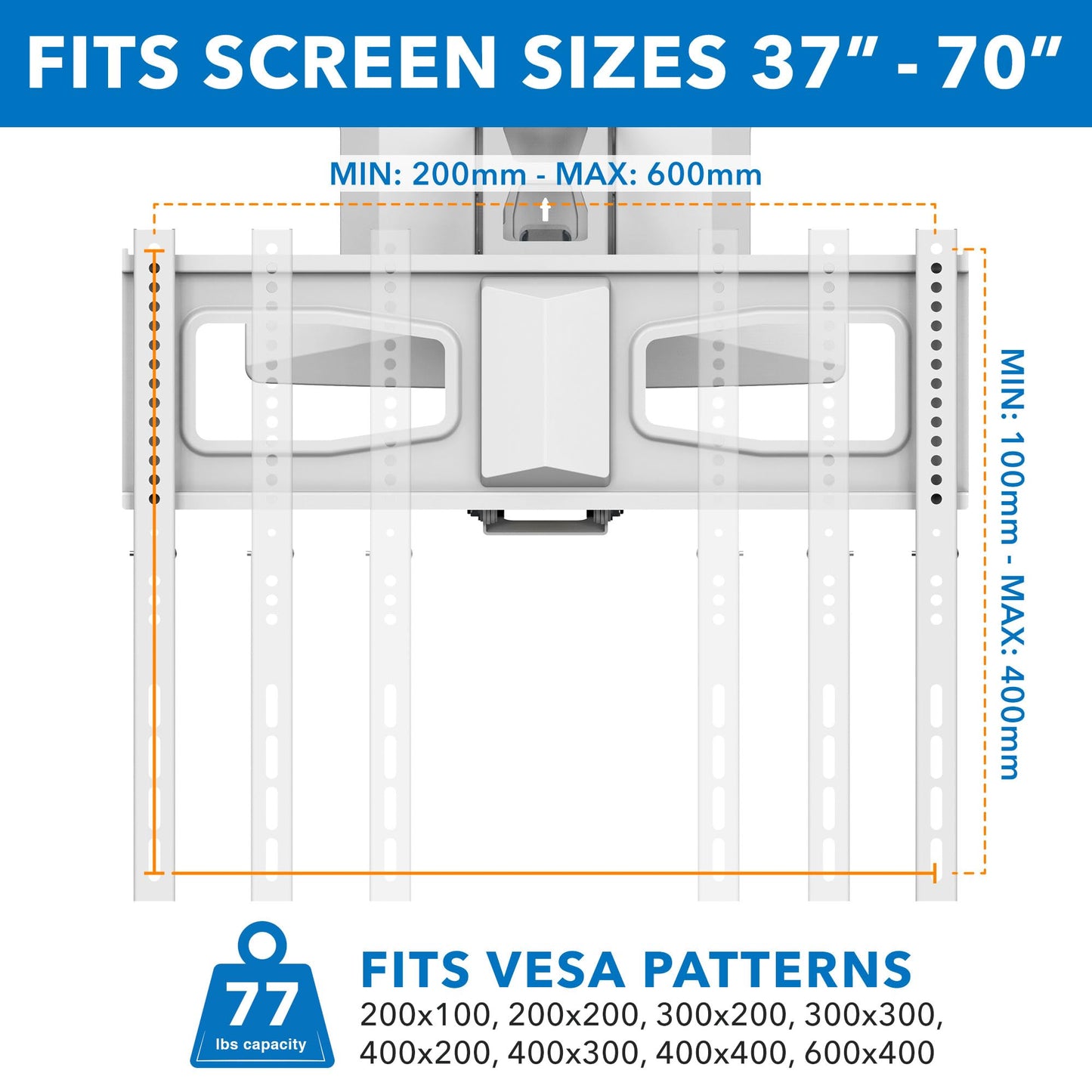 MOUNT-IT! Motorized Fireplace TV Wall Mount | Remote Control Electric Pull Down Mantel Mounting Bracket, Up to 77 Lbs Weight Capacity, Height Adjustable, Swivel, VESA 600x400 Compatible, White