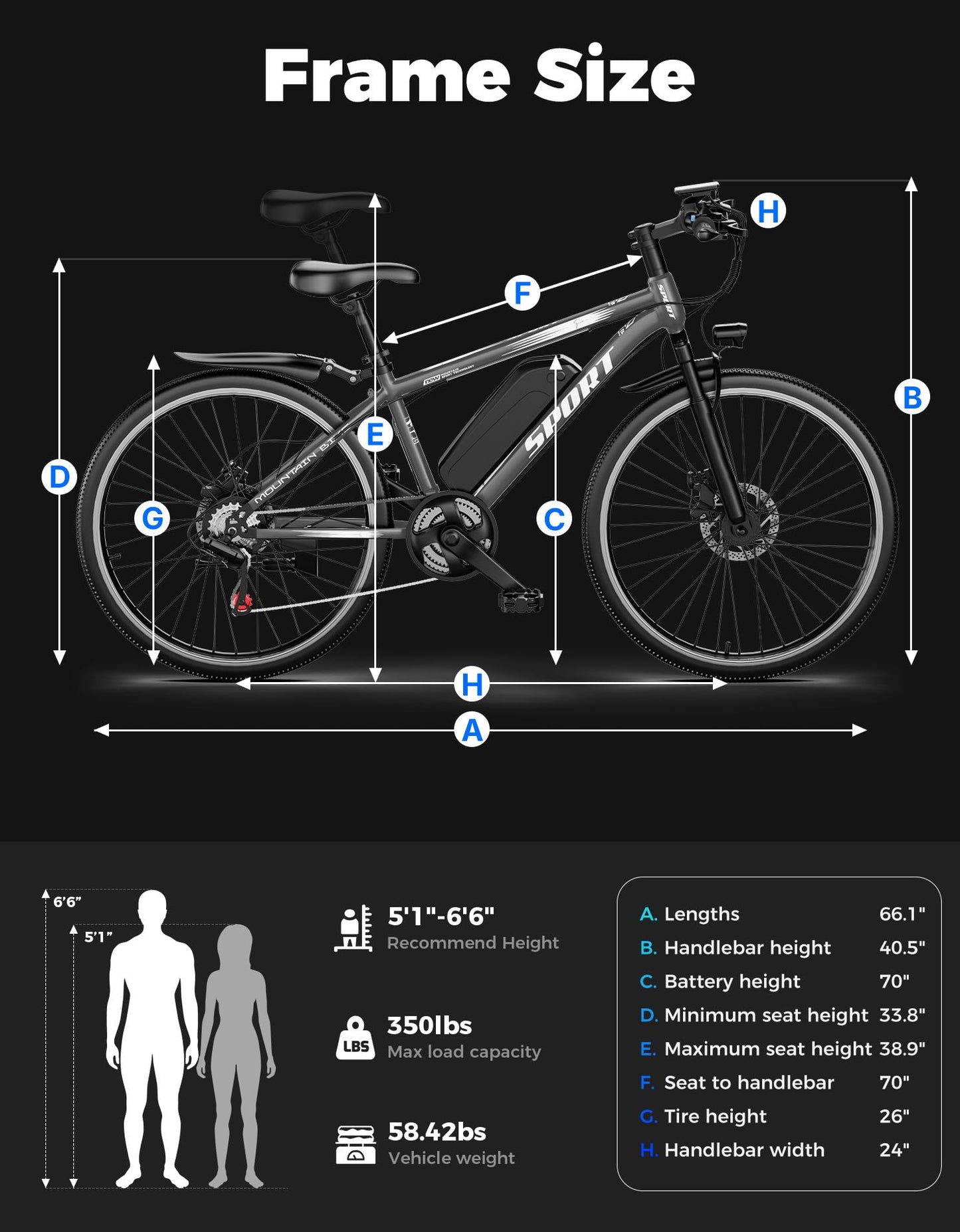 ASKGO Electric Bike for Adults, 1500W Peak Mountain Ebike with 25 MPH, 65 Miles Range, 48V 10.4Ah Removable Battery Ebike, 26" Electric Bicycle for Commute