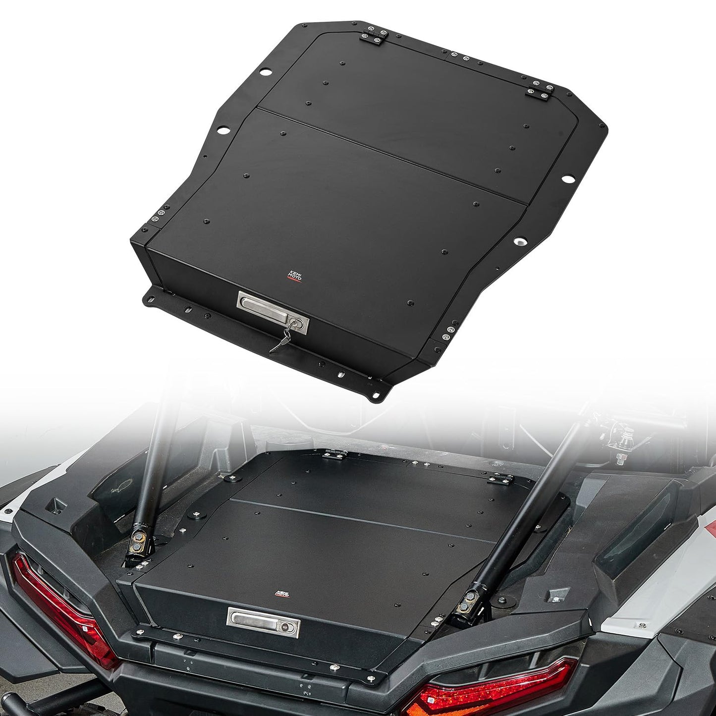 KEMIMOTO Aluminum Tonneau Cover Compatible with Polaris RZR XP 1000/4 2024-2026, Heavy-Duty Tonneau Cover Lockable Rear Bed Cargo Box Enclosure with Gas Strut Support Accessories