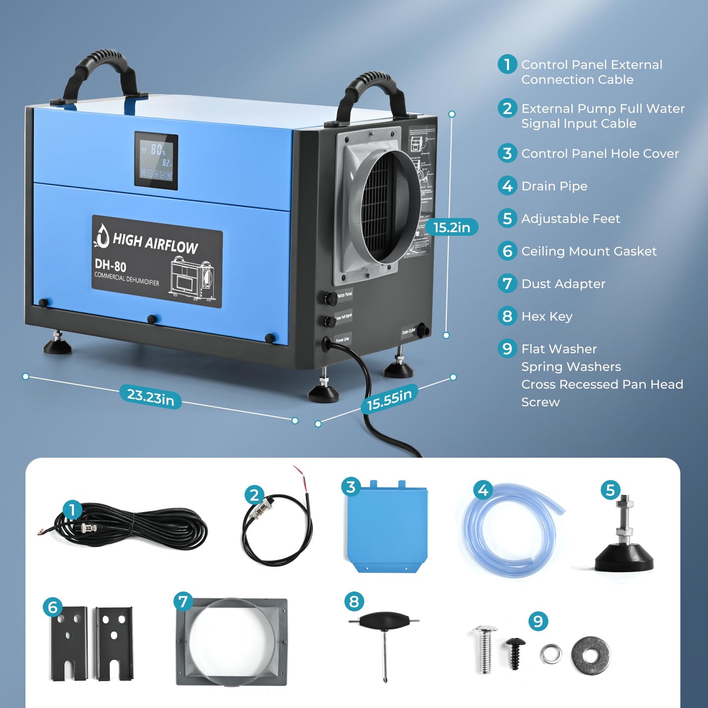 EUHOMY 7000 Sq.Ft Dehumidifier for Basement & Crawl Space, 160 Pint High Capacity Commercial Dehumidifier with Drain Hose, Auto Dehumidification, Timer Function