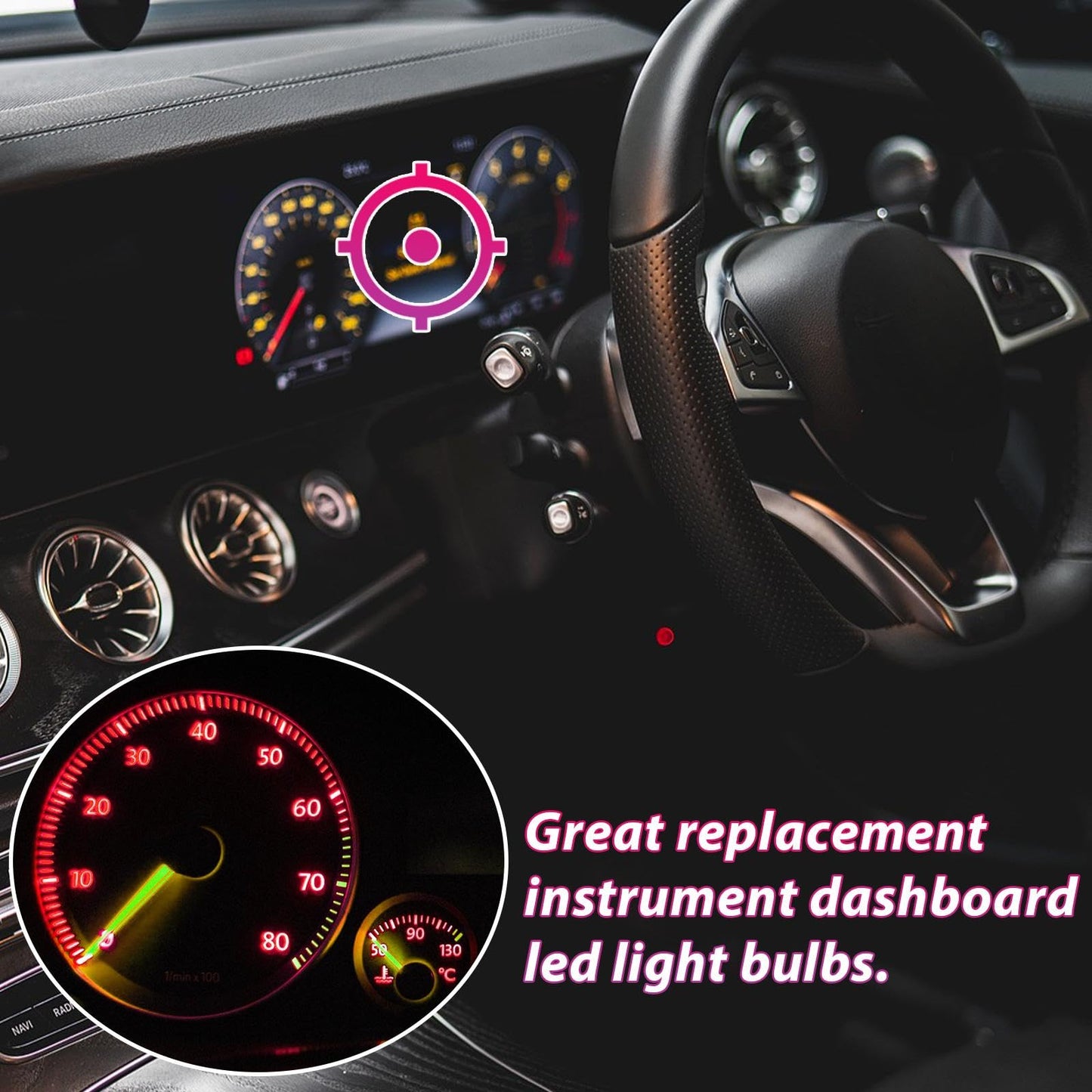 Frienda T10 LED Dash Light Bulbs, 40 Pcs, Twist Lock Socket, Instrument Cluster, Red, Model CK-Frienda-20436