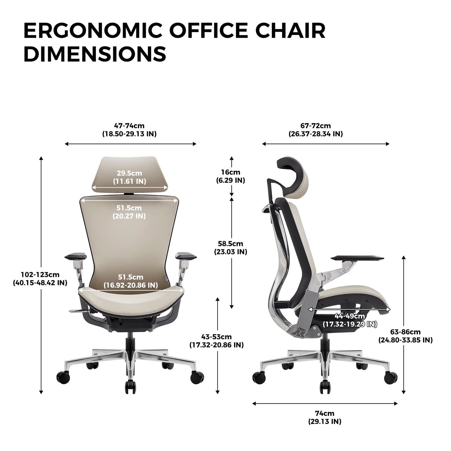 TOMU Ergonomic Executive Office Chair, Genuine Leather High Back Design with 5D Armrest & 3D Headrest for Gaming, Home and Work, Cool and Luxury (Apricot Gray)
