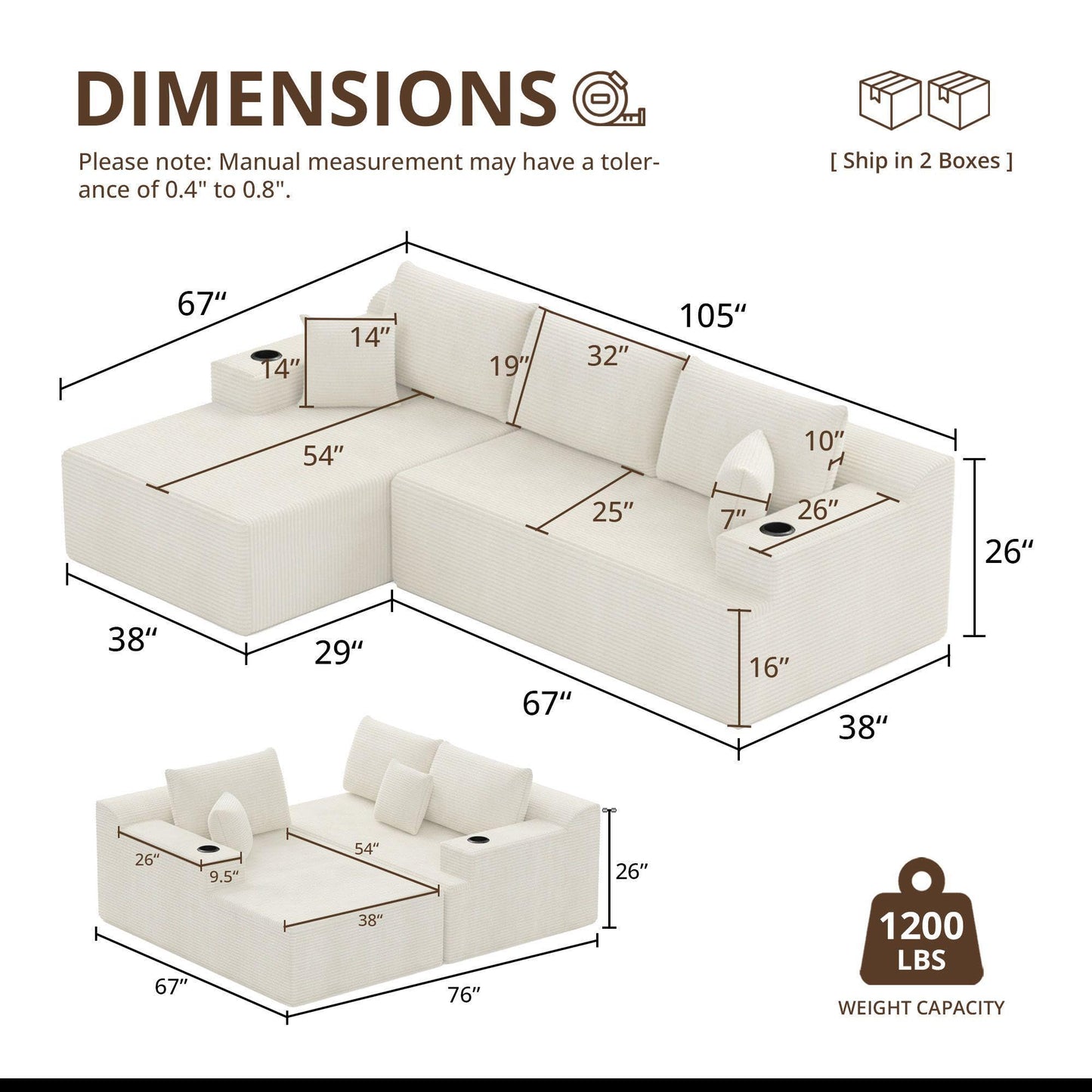 Eafurn 135" Oversized Right Facing Boneless Modular Sectional Sofa Couch with Chaise Lounge, 33D High-Density Foam Compressed Floor Couch with Deep Seat and Throw Pillows