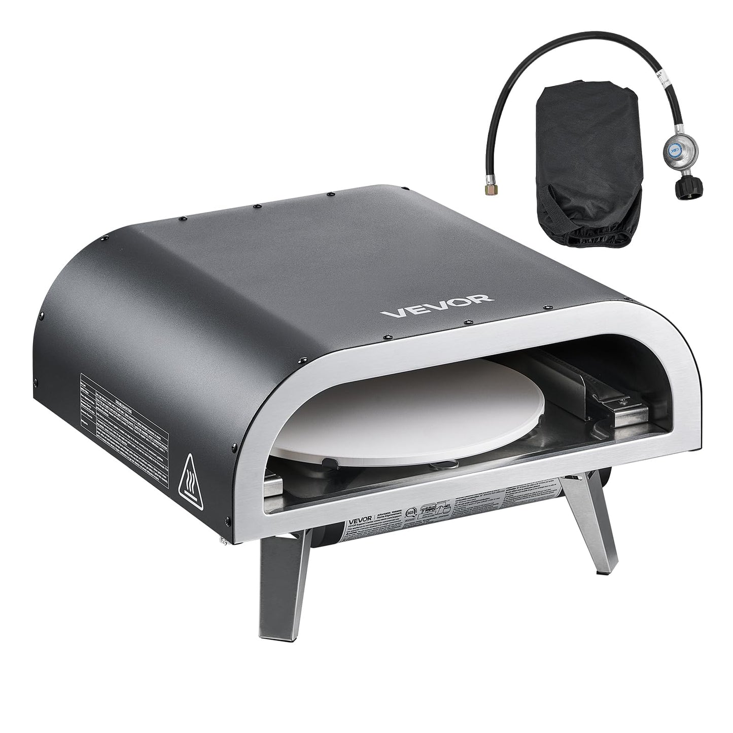 VEVOR Propane Outdoor Pizza Oven, 12 in Auto Rotating Propane Gas Pizza Ovens, Portable Pizza Cooker with Electric Rotation System, Carry Bag, Pizza Maker for Outside Backyard Patio Camping, Black