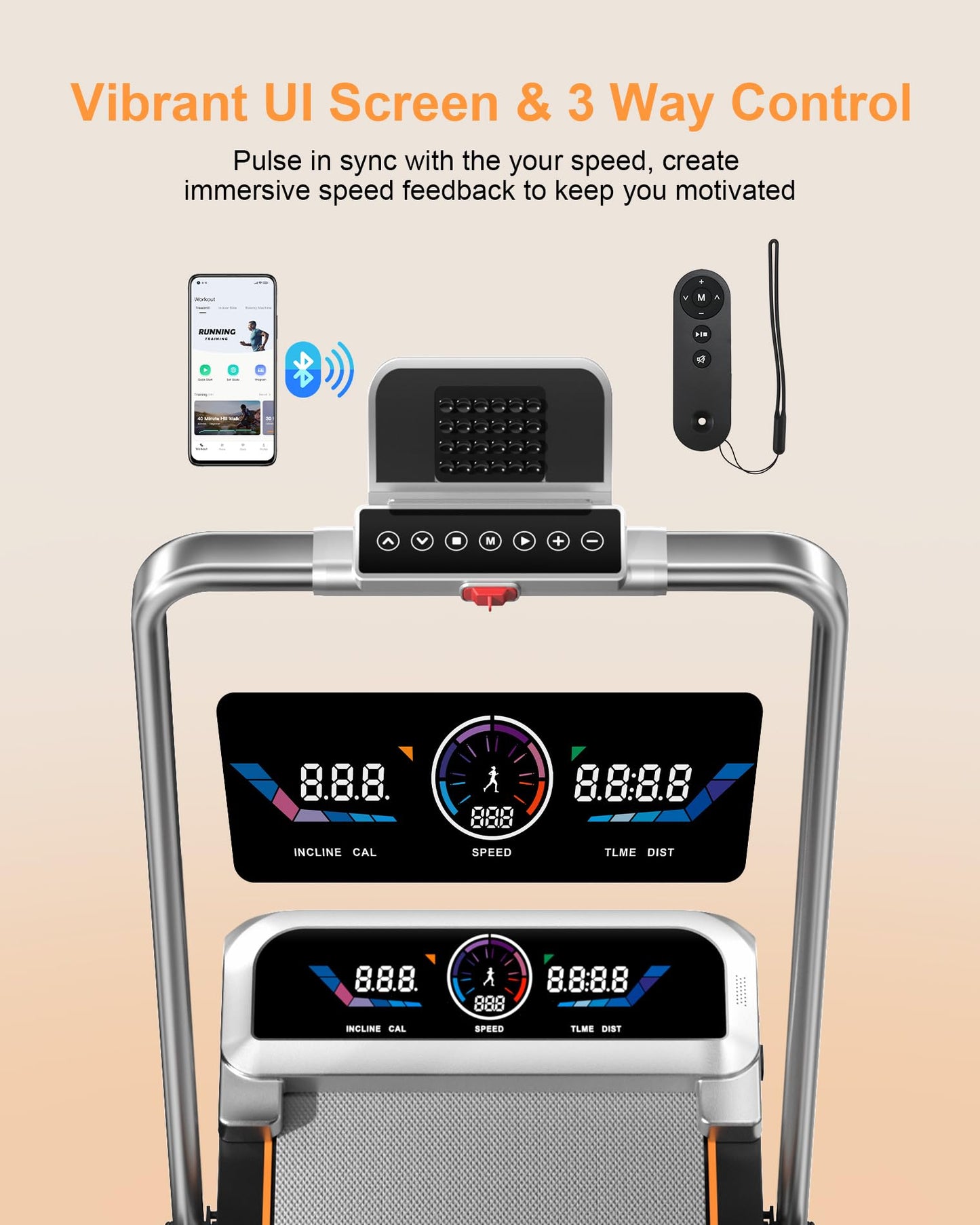 Walking Pad with 15% 12-Level Auto Incline & Handle Bar, 450 lbs Capacity UI Screen, Rayspace 3.5HP Quiet Under Desk Treadmill, Speaker, APP & Remote Control, Treadmills for Home Hiking
