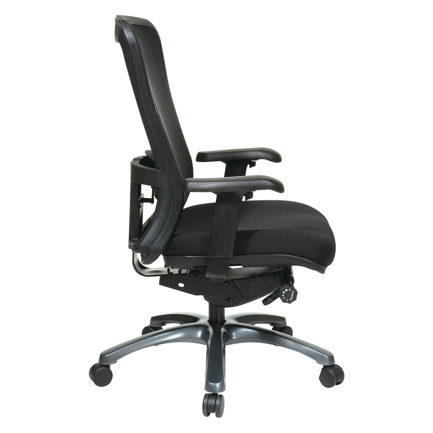 Office Star ProGrid High Back Professional Manager's Office Chair with Breathable Mesh and Adjustable Lumbar Support, Titanium Finish Base with Coal FreeFlex Fabric
