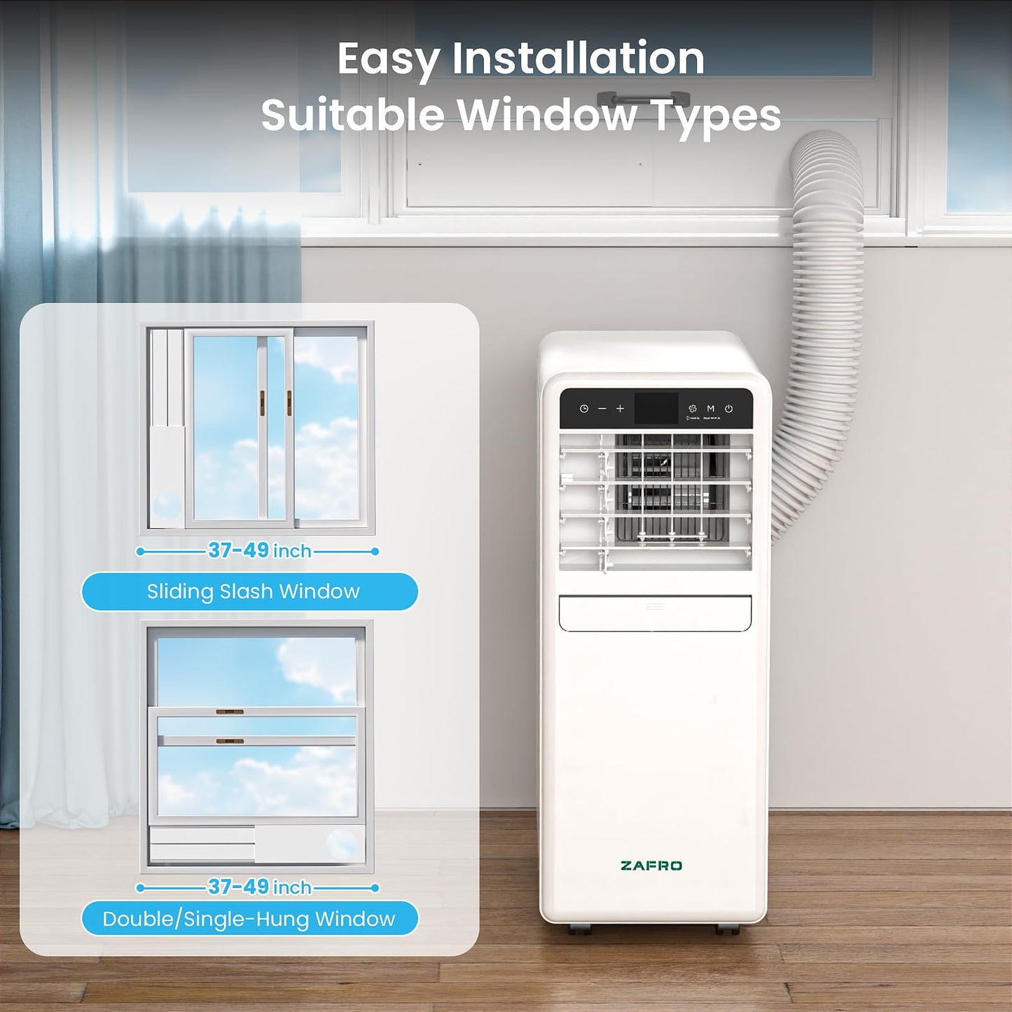 ZAFRO Portable Air Conditioners, 12000 BTU (8000 BTU SACC), Smart AC Unit with Drainage-free Cooling, Fan & Dehumidifier, Portable AC with APP/Remote, 47dB Quiet, 24H Timer for Living Room, Bedroom