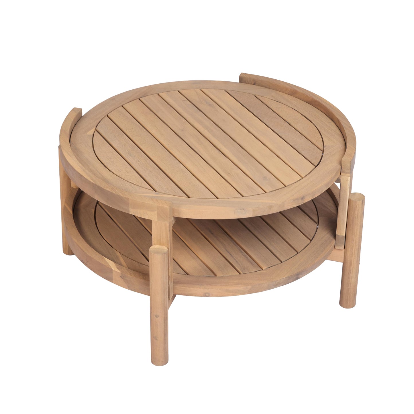 Christopher Knight Home Outdoor Acacia Wood Loveseat with Coffee Table, Acacia Wood Patio Furniture, Outdoor Conversation Sofa Set, Patio Sectional Chat Set for Backyard Balcony, Teak+ Beige