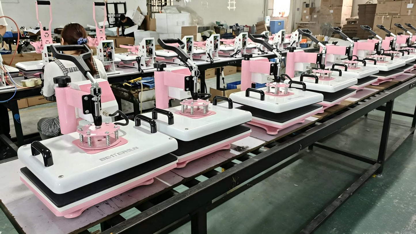 BetterSub 5 in 1 Heat Press Machine 12x15 inch, Industrial-Quality Sublimation Press with 30oz Tumbler Attachment & Curved Hat Plate, 360° Swivel Design for T-Shirts, Vinyl, DTF Film - Pink