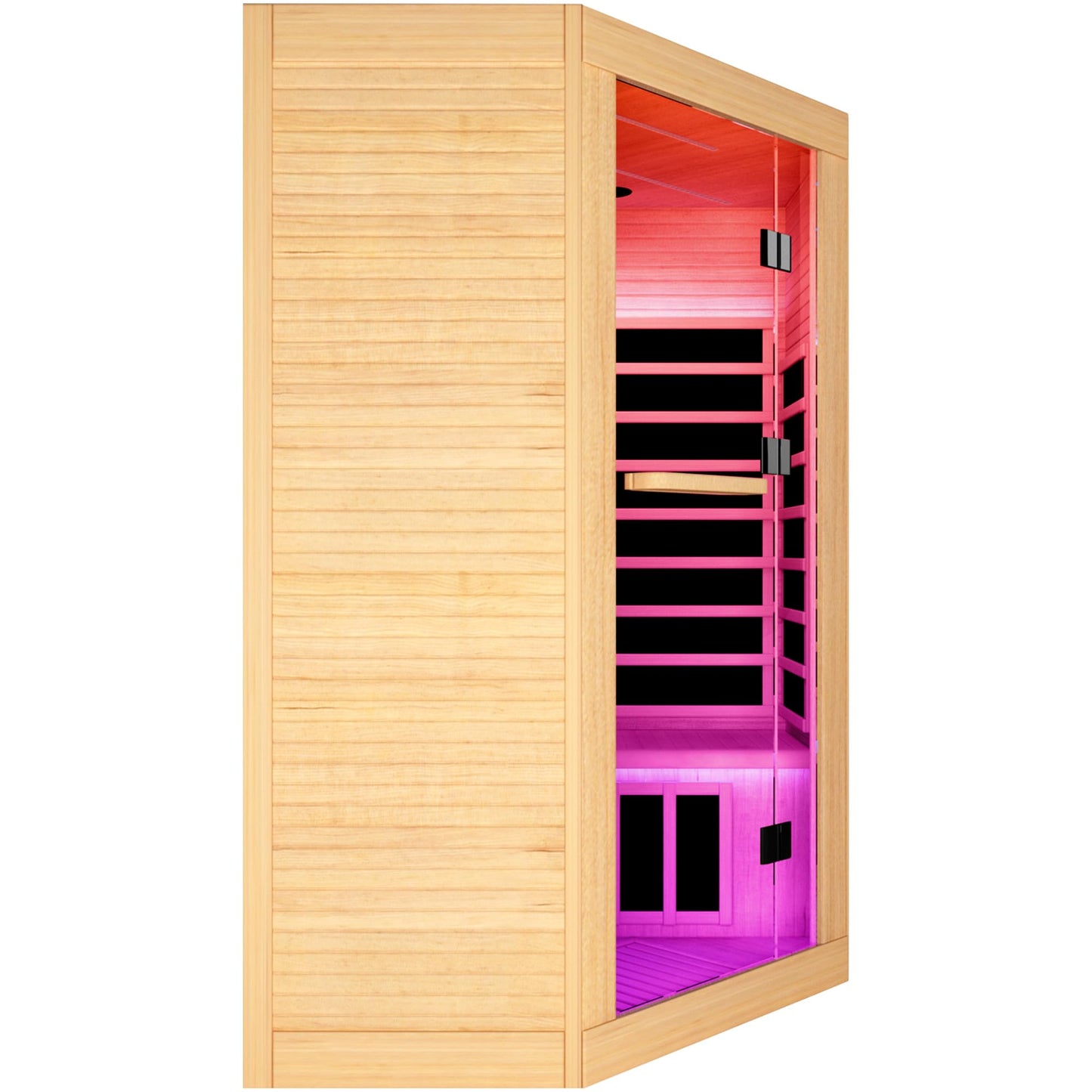 RIGO 2-3 Person Infrared Sauna Cabin — 2180W Home Dry Sauna Cabin with Bluetooth Speaker, Low Electromagnetic Radiation Spruce Wood Interior Dimensions: 47.2 x 47.2 x 74.8 inches