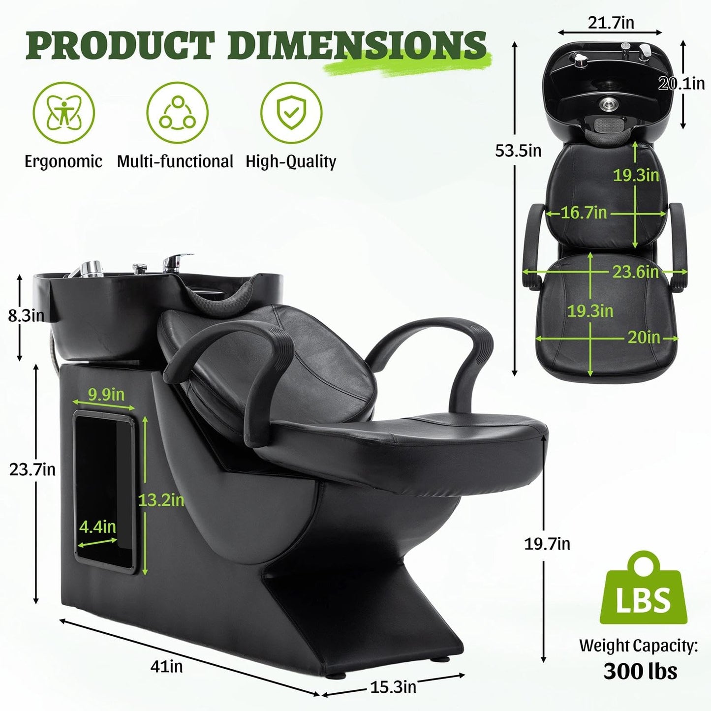 CNFKF Shampoo Bowl Chair Set, Hair Washing Station for Salon
