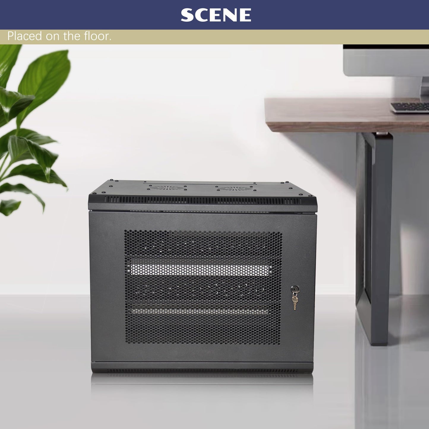 OCEANHUG 12U Wall Mount Server Cabinet with A Lockable Front Vented Door, Cooling Fans, Removable Side Panels - 60cm Depth, 19" Network Rack Including 2 PCS Full-Size Rack Shelves for IT Equipment
