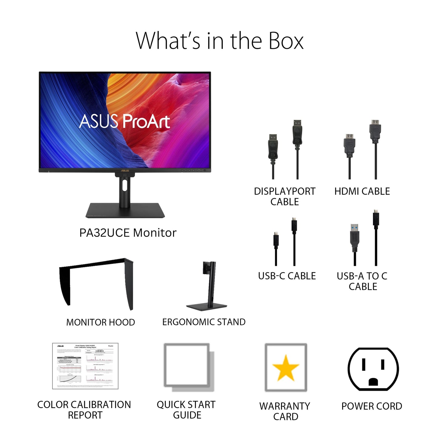 ASUS ProArt Display 32” 4K HDR Professional Monitor (PA32UCE) – UHD (3840 x 2160), IPS, 600 nits, 98% DCI-P3, ΔE<1, Built-in Motorized Colorimeter, USB-C PD 96W, Calman Ready, 3 yr Warranty