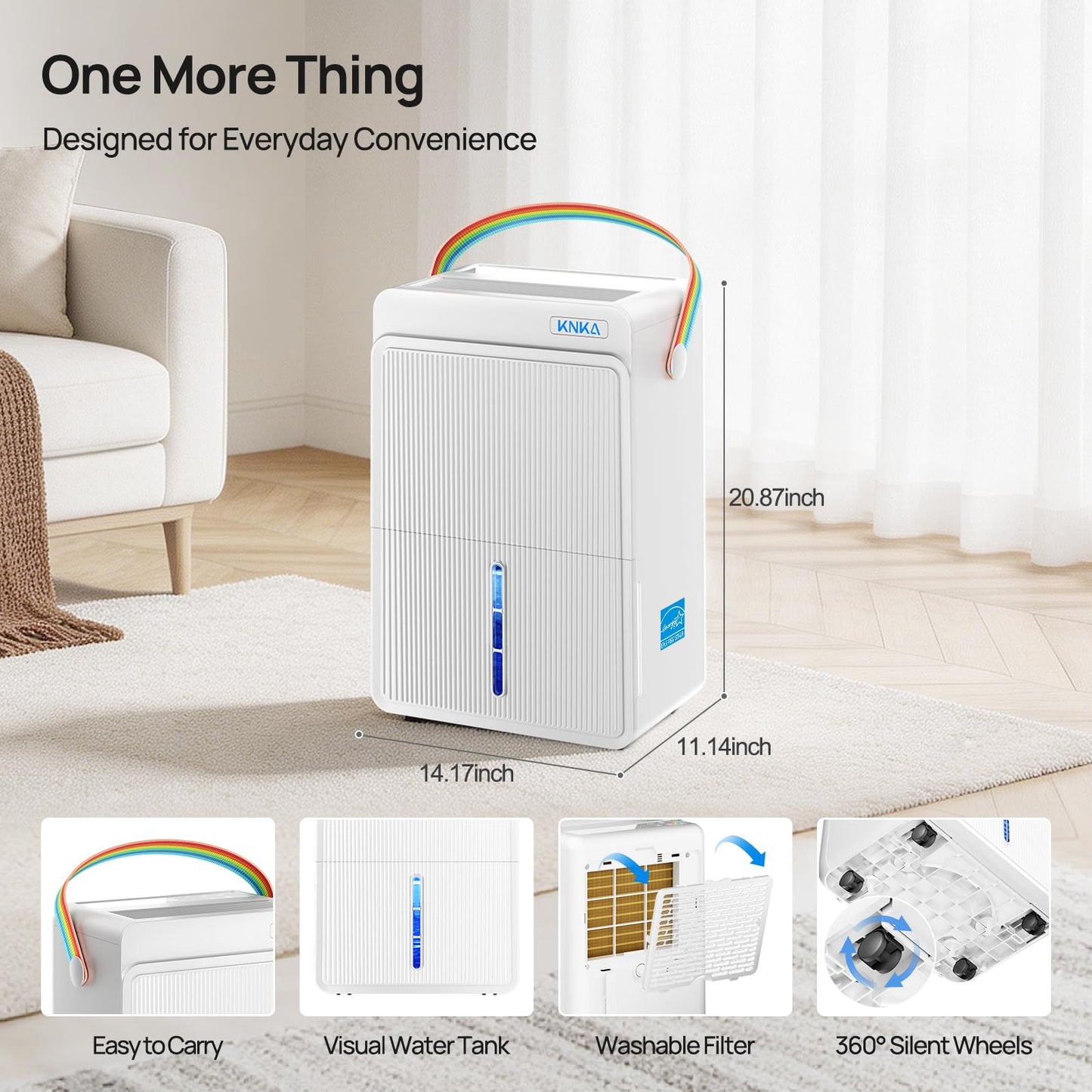 KNKA ENERGY STAR 4500 Sq.Ft Dehumidifier, Max 80 Pint/Day Dehumidifier with Drain Hose, Dehumidifier for Basement, Bedroom, Bathroom, Large Room, Smart Humidity Control, Dual Timer, Sleep Mode