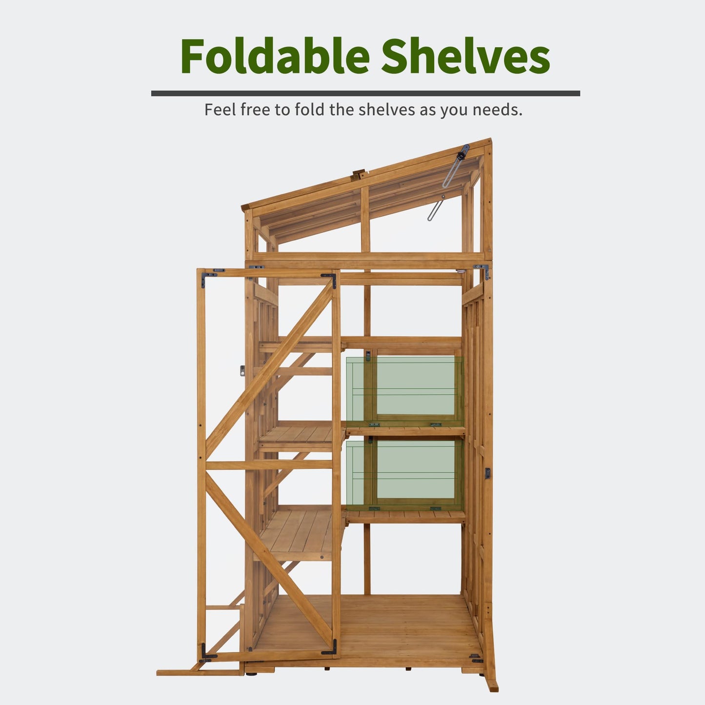 Macrout Wooden Walk-in Greenhouse with Acrylic Panels, Large Greenhouse for Outdoors with Openable Roof Vents with Lockable Door, G727
