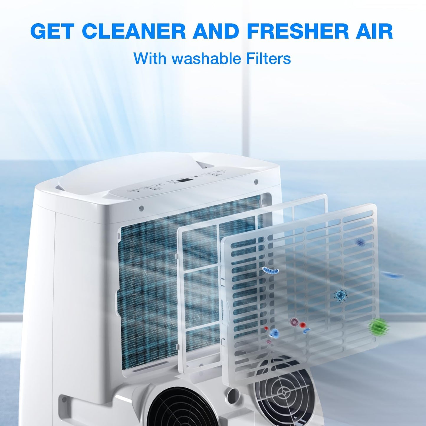 Air Choice 14000 BTU Portable Air Conditioner, 4-in-1 Air Conditioner Portable for Room Up to 700 Sq.Ft. with Remote, Auto Swing, Quiet AC Unit as Heater Dehumidifier Fan, 24H Timer, Window Kit, White
