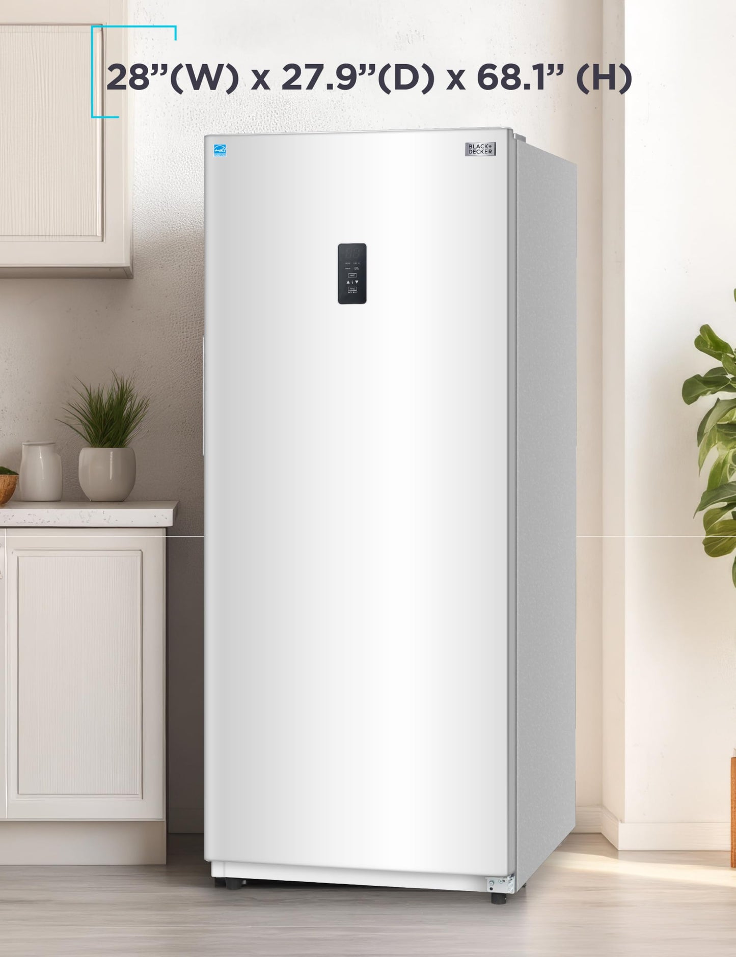 BLACK+DECKER 14 Cu. Ft. Convertible Freezer Refrigerator, Upright Freezer with Glass Shelves, ENERGY STAR rated, Frost Free, BUC1400XW, White