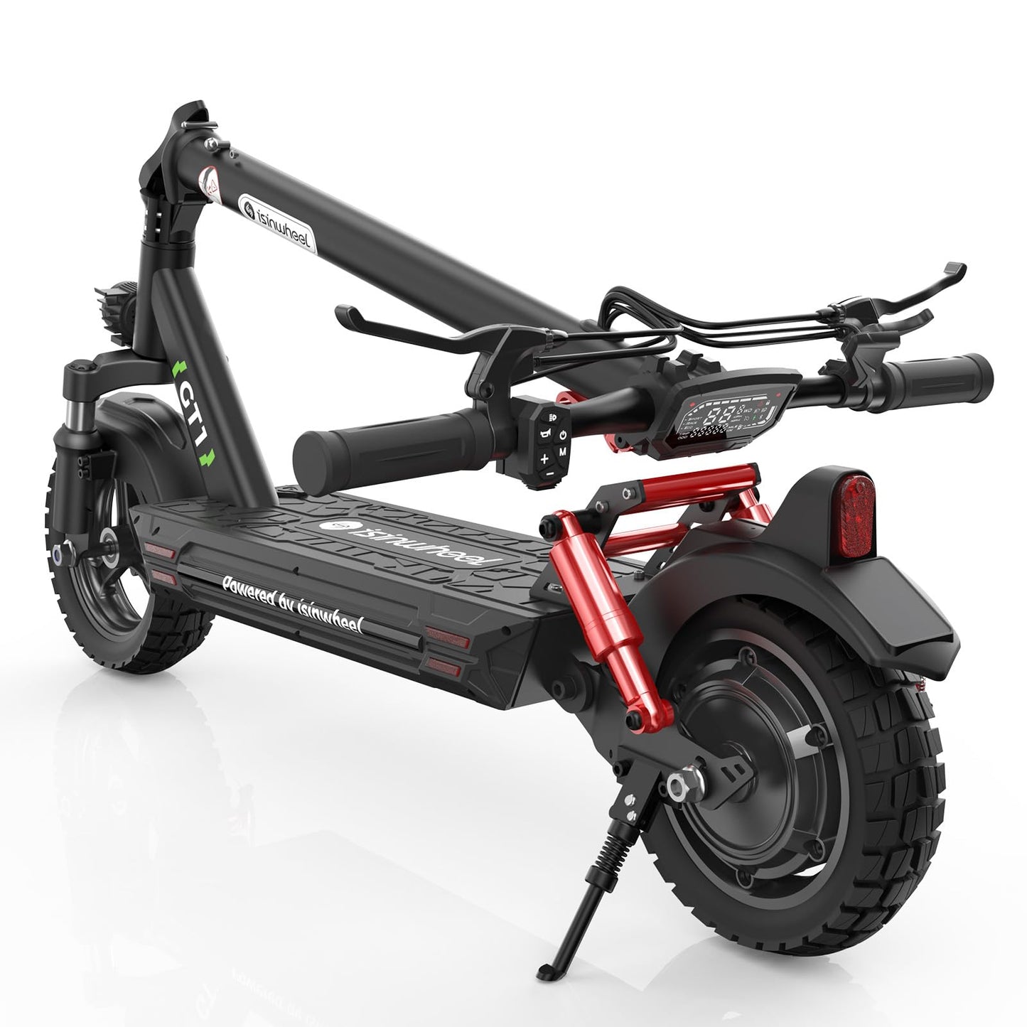 isinwheel GT1 Electric Scooter for Adults, 800W Motor, 28MPH Speed, 28 Miles Range, 10-Inch Pneumatic Off-Road Tires, Dual Suspension, Foldable Commuter E-Scooter with APP Control, Dual Disc Brakes