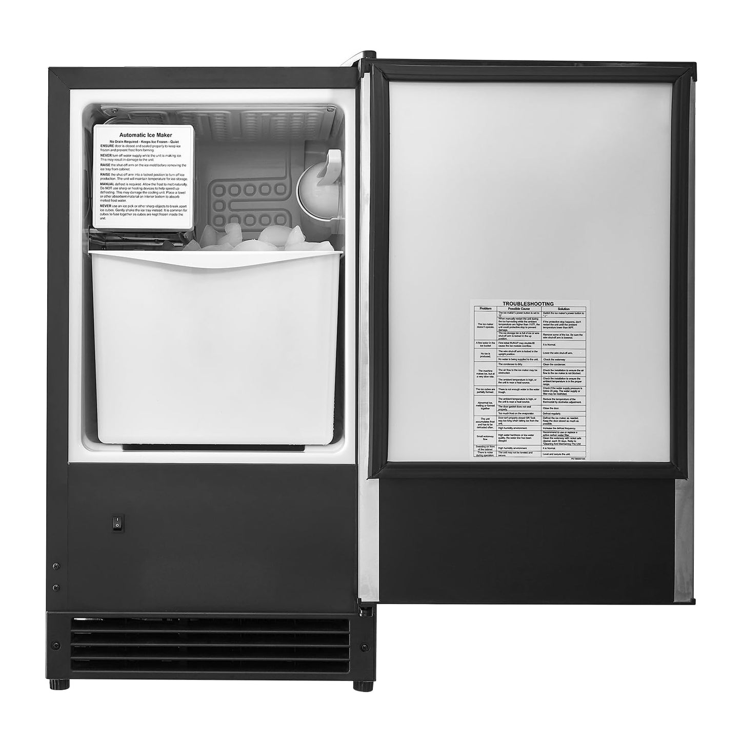 VEVOR Under Counter Ice Maker Machine, Crescent Ice, 25 Lbs/Day Stainless Steel Built in Ice Maker with Reversible Door, 22Lbs Storage Ice Maker Machine for Commercial Home Kitchen, No Drain Required