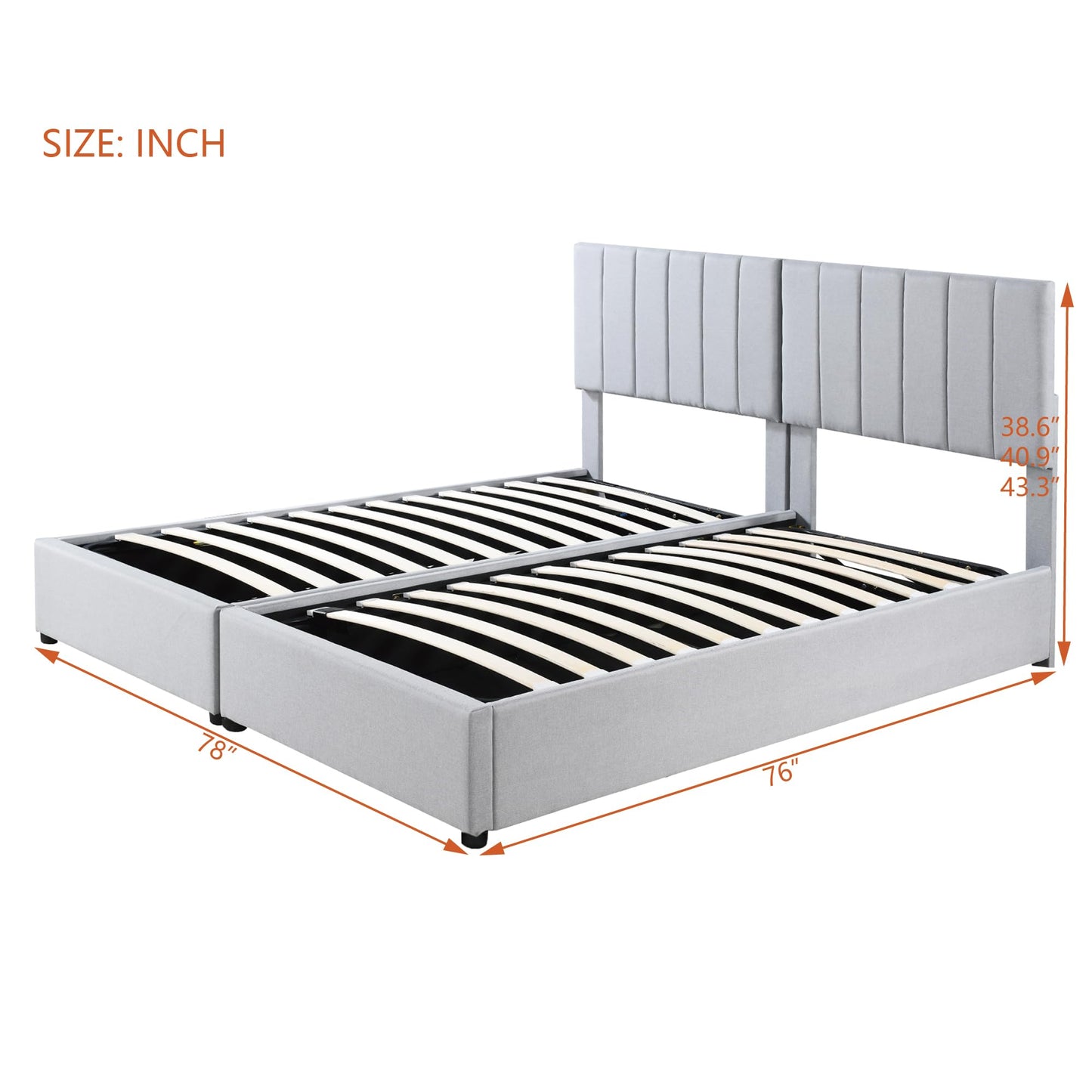 Merax Modern Upholstered Lift Up Bed Frame with Headboard, Floor Tufted Plattform Bed with a Hydraulic Storage System, No Box Spring Needed, Easy Assemble, Gray