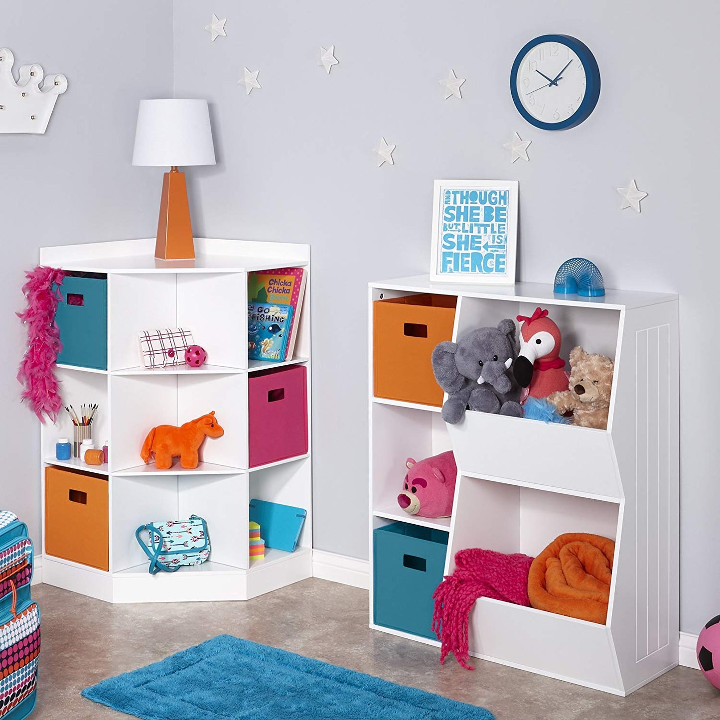 RiverRidge Home 6-Cubby, 3-Shelf Corner Cabinet for Kids, White