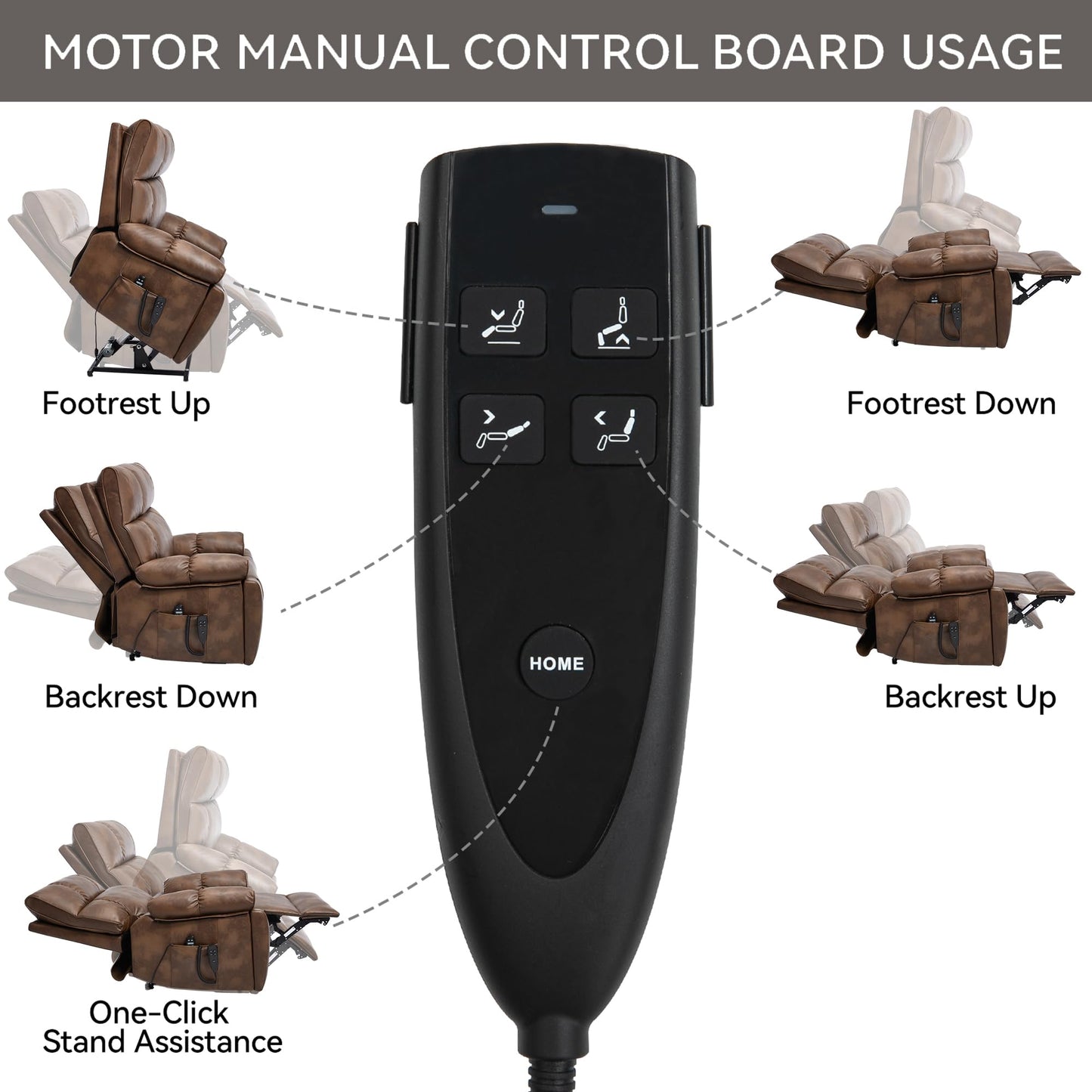 KEIKI Leatheraire Oversized Electric Power Lift Recliner Chair with Heat & Massage, Dual Motor, Infinite Positions, Hidden Cup Holders, Medium-Firm, Heavy Duty Up to 350 lbs, Light Brown