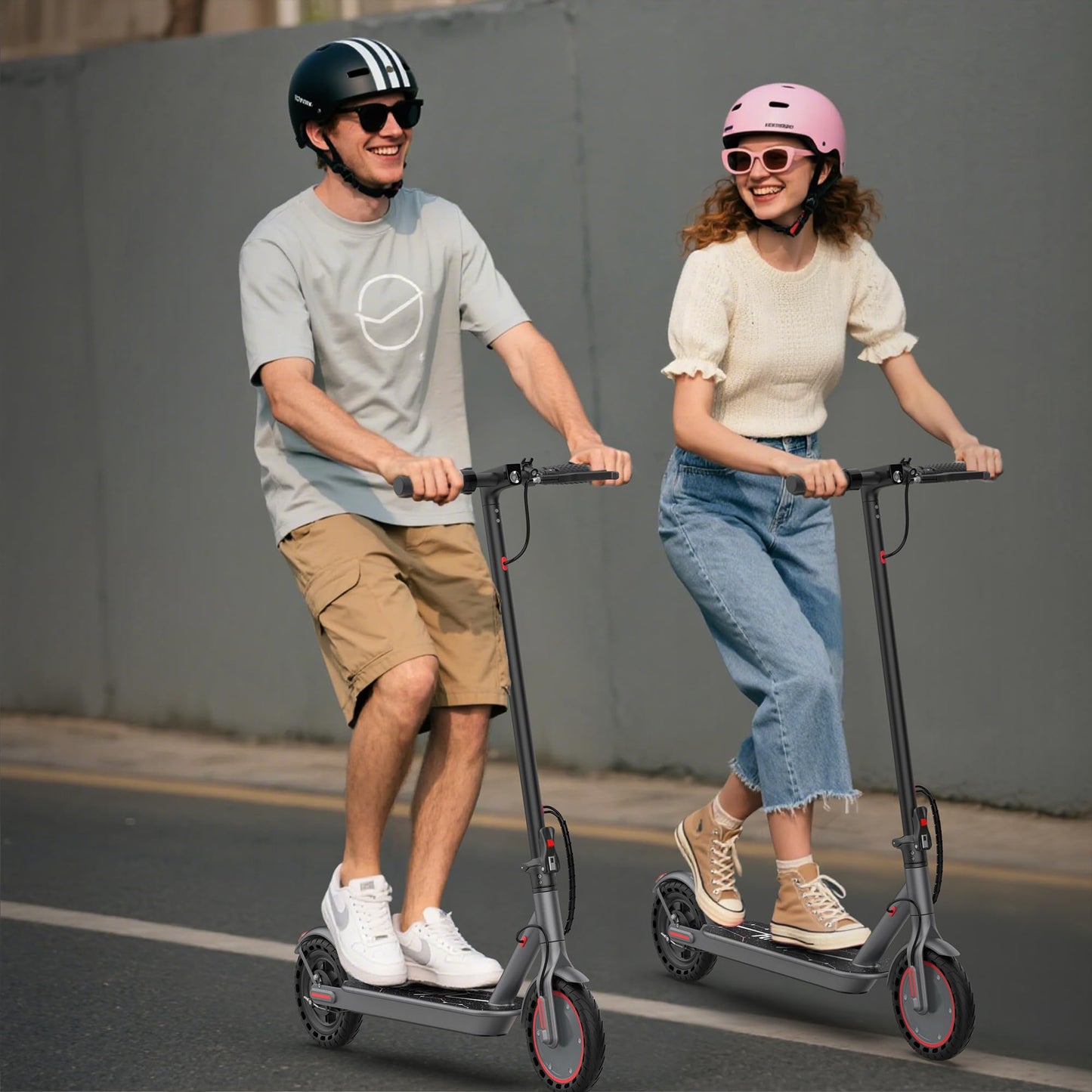 Electric Scooter, 500/350W Motor & 10"/8.5" Solid Tires, Up to 22/19 MPH & 25/15 Miles Rang, Foldable Commuter E Scooter for Adults & Teens with Dual Brake System, APP