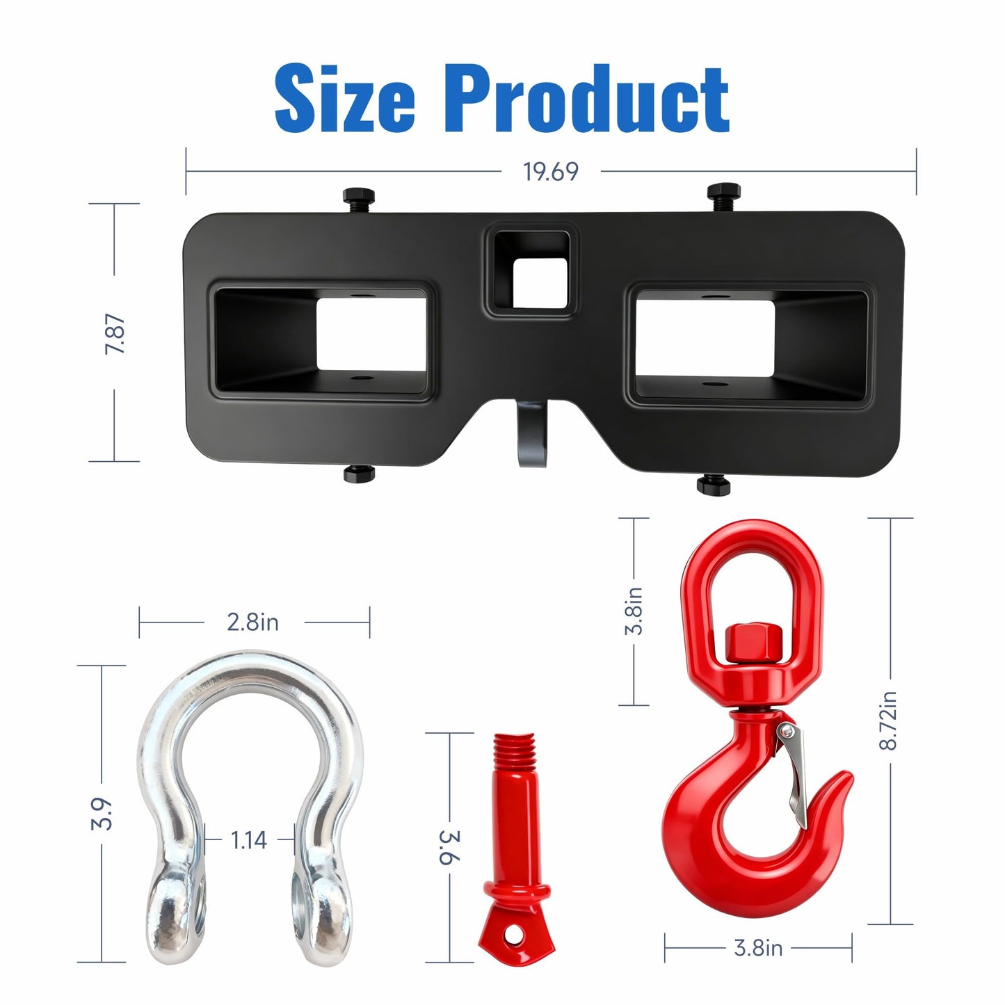 Heavy Duty Forklift Lifting Hook Attachment with Ratchet Tie Down Strap