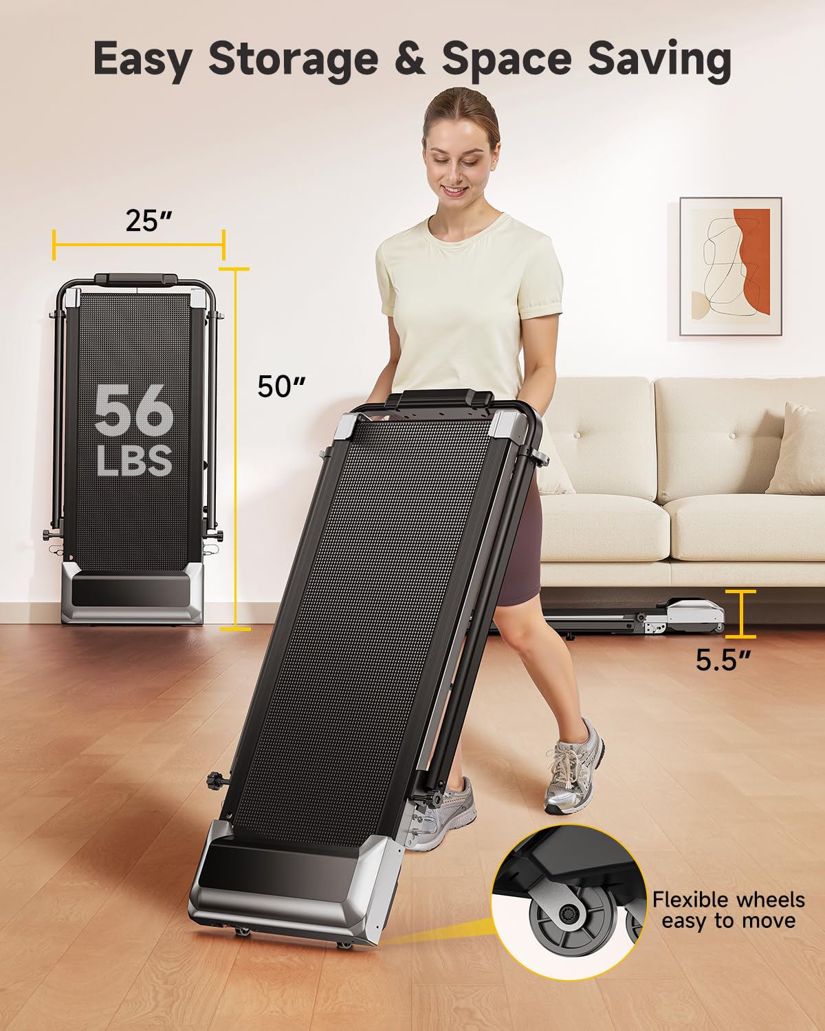 TOPUTURE Walking Pad Treadmill with 12% Incline, 6 in 1 Folding Treadmill with Adjustable Handle Bar for Home/Office, Under Desk Treadmills Portable Walking Pad with App, Remote Control & LED Display