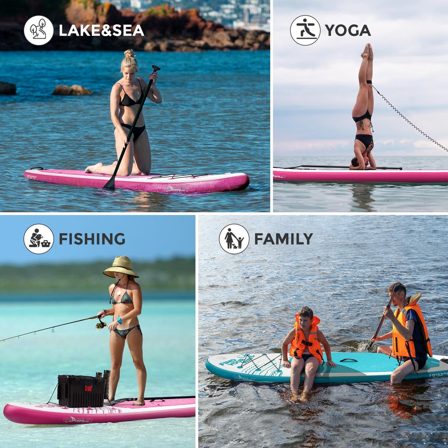 Quashley All-in-One Inflatable Stand Up Paddle Board: SUP with Paddle, Pump, 10L Waterproof Bag - 10.5'*32" Portable & Tough for Outdoor Adventures