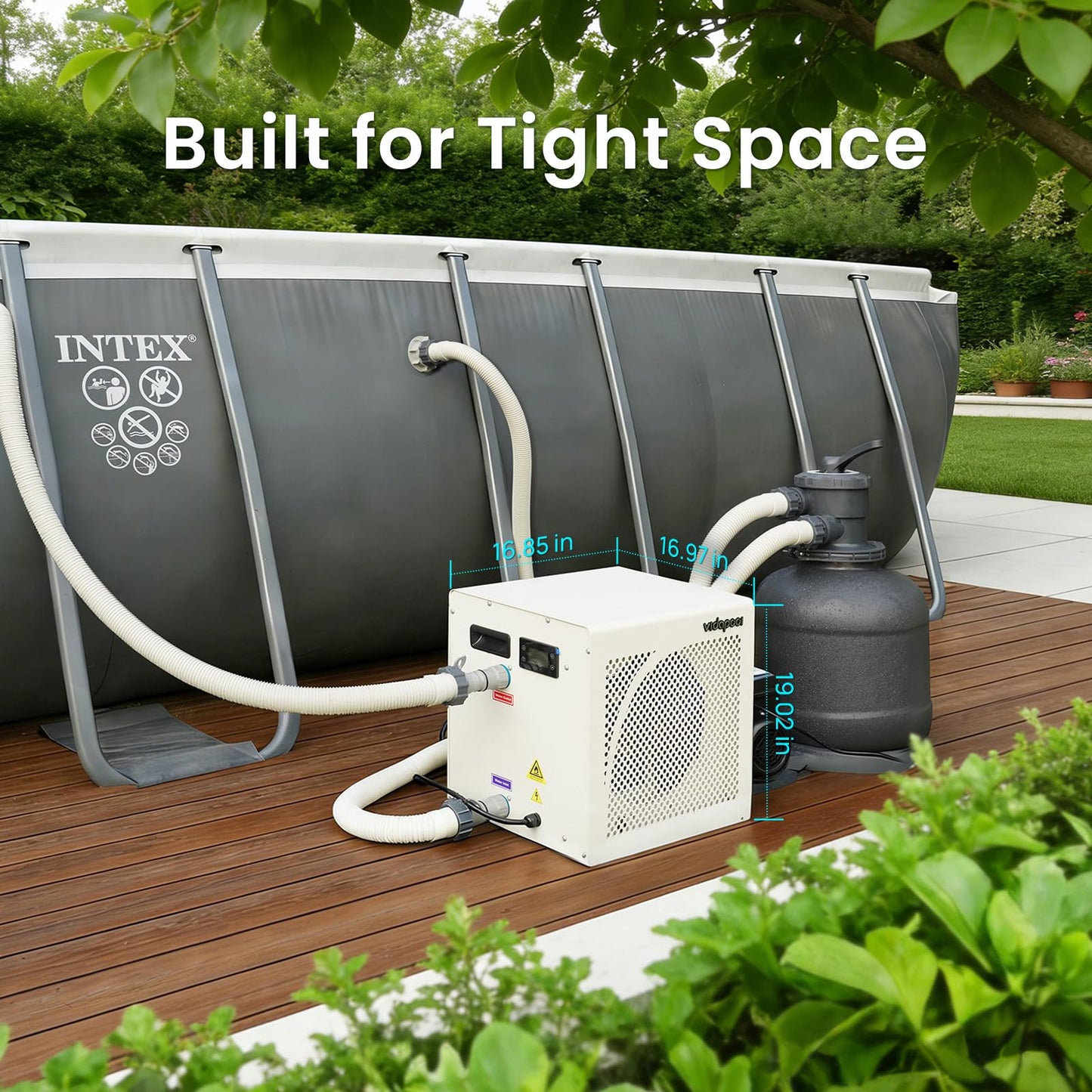 Vidapool 16,000 BTU Swimming Pool Heater 7.5 COP Electric Pool Heat Pump for Above Ground and Inground Pools Heating and Cooling Smart WiFi Control Pools Up to,5000 Gallons