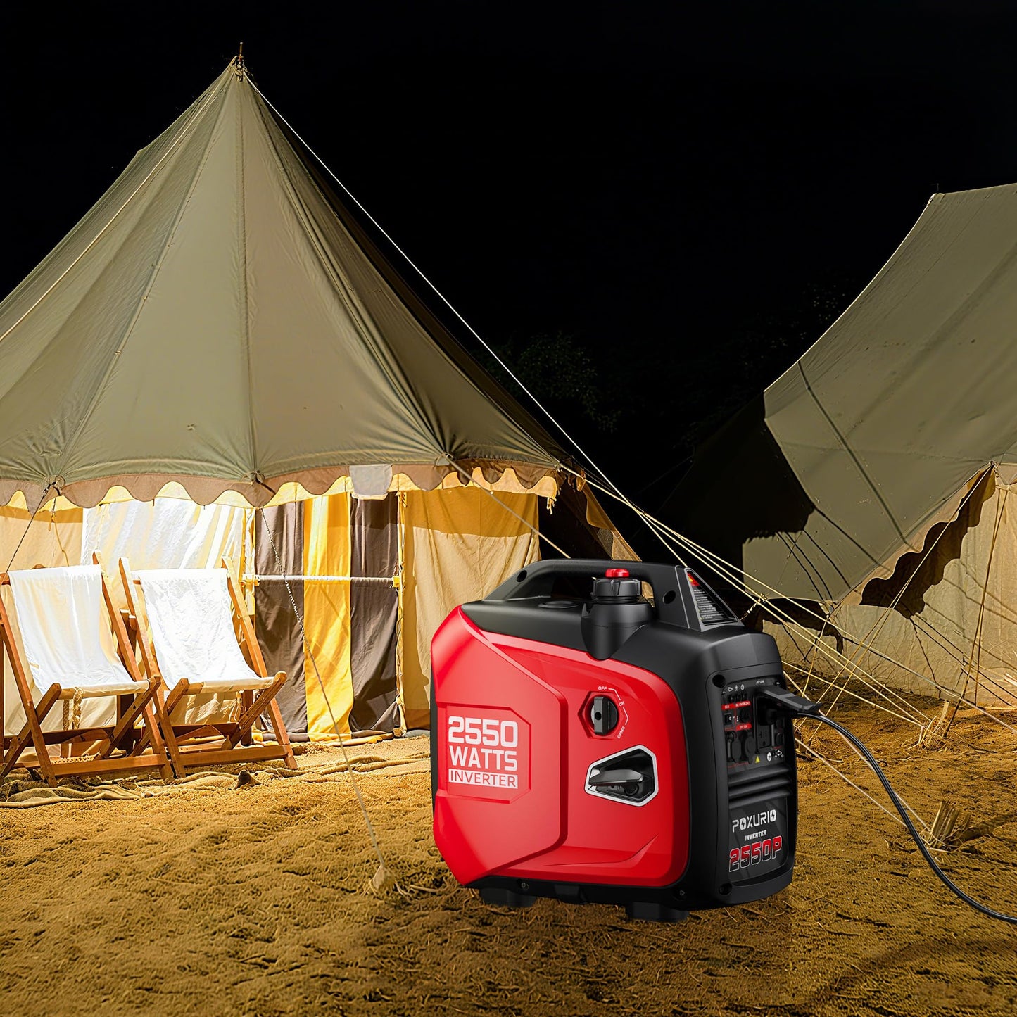 POXURIO 2550-Watt Portable Inverter Generator for Home Use, 1.06Gallon Large Fuel Tank Up to 10 Hours Use, 120V Gas Powered Generator Super Quiet - EPA Compliant-Red