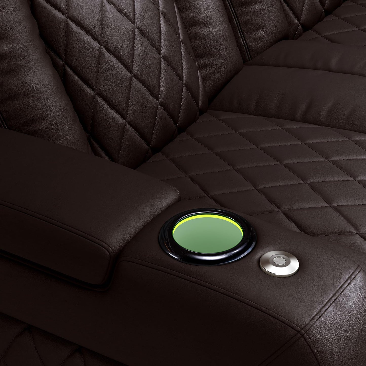 Valencia Home Theater Seating Tuscany 2025 3-Seat Power Recliner with Center Console - Top Grain Nappa 11000 Leather, Cool Gel Memory Foam, USB-C/A Charging, RGB Lights (Dark Chocolate)