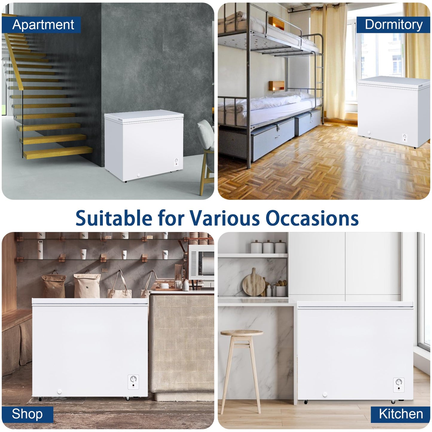 Large Chest Freezer, 10 Cu.Ft Commercial Deep Freezer with 8 Level Adjustable Temperature(-11.2°F to 10.4°F), Energy Saving Freezer with Removable Basket, Universal Wheels, White