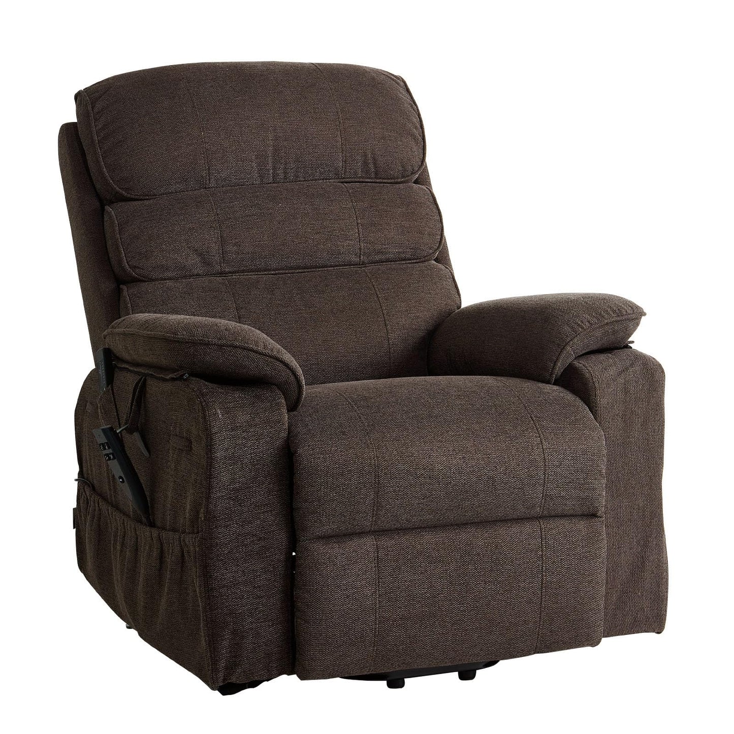 VEVOR Power Lift Recliner Chair, Dual Motor Lift Chair with Heat and Massage for Elderly, Position Adjustable, Remote Control, with Side Pockets, Chenille Fabric, Brown