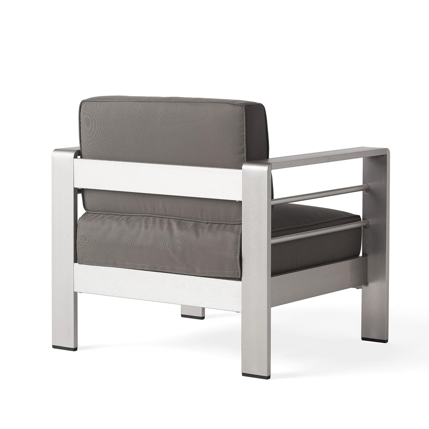Christopher Knight Home Cape Coral Outdoor Set of Club Chairs with 3 Seater Loveseat and Firepit, 4-Pcs Set, Khaki / Dark Grey