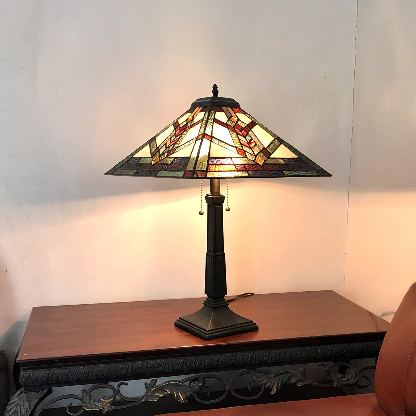 Chloe Table Lamp CH1T182AM16-TL2, Glass, Multi-Colored