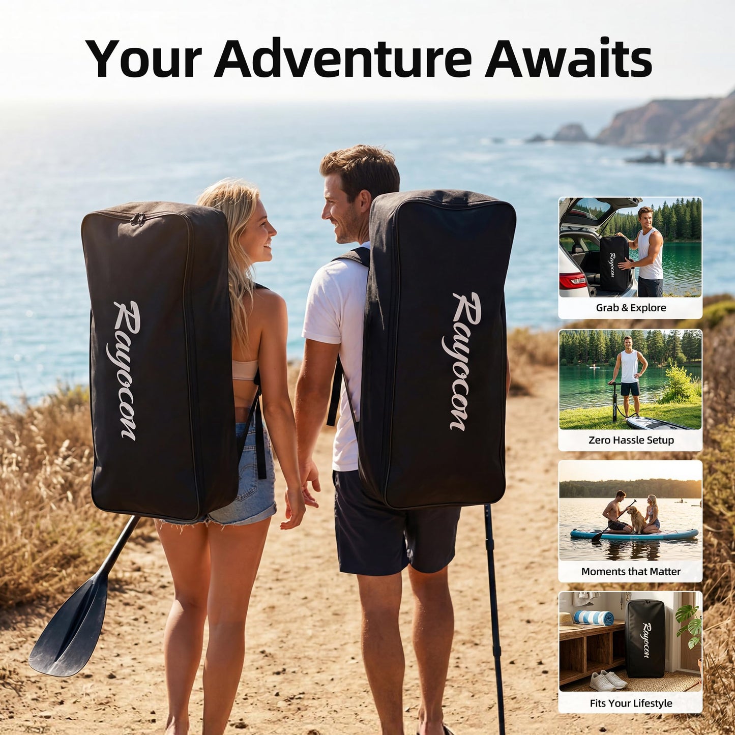 Inflatable Stand Up Paddle Board 11'×34" Extra Wide SUP, Ultra-Stable for Adults & Dog, 450lbs, Dual Chamber Pump, Fiberglass Paddle, Military Grade Dual Layer, Mystic Butterfly Design