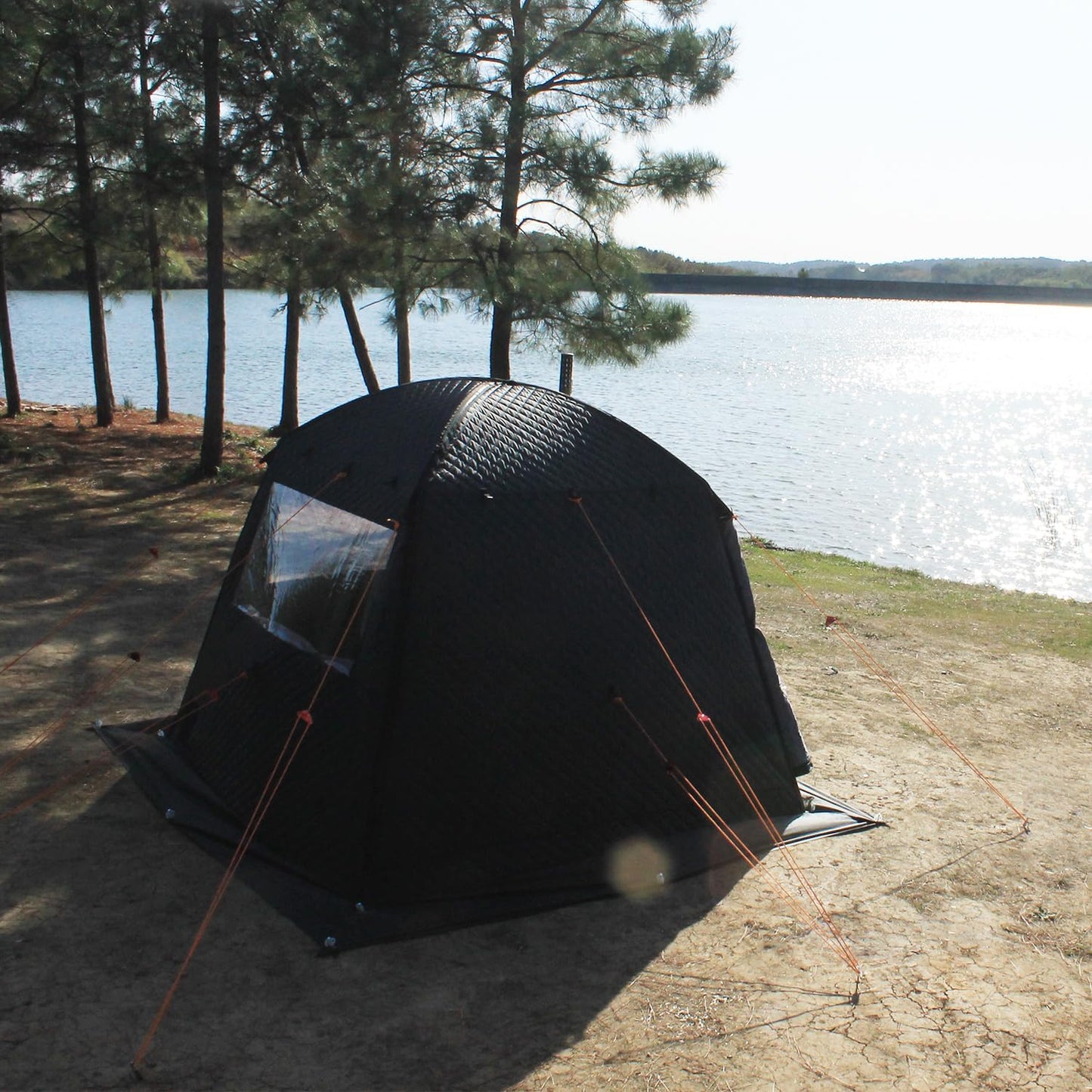 Protable Outdoor Sauna Tent and Ice Fishing Tent, Ice Fishing Shelters with 3-Layer Awning Keeps Heat in for Longer, can be Used with Any Type of Stove, with 2 Large Windows (no Stove)