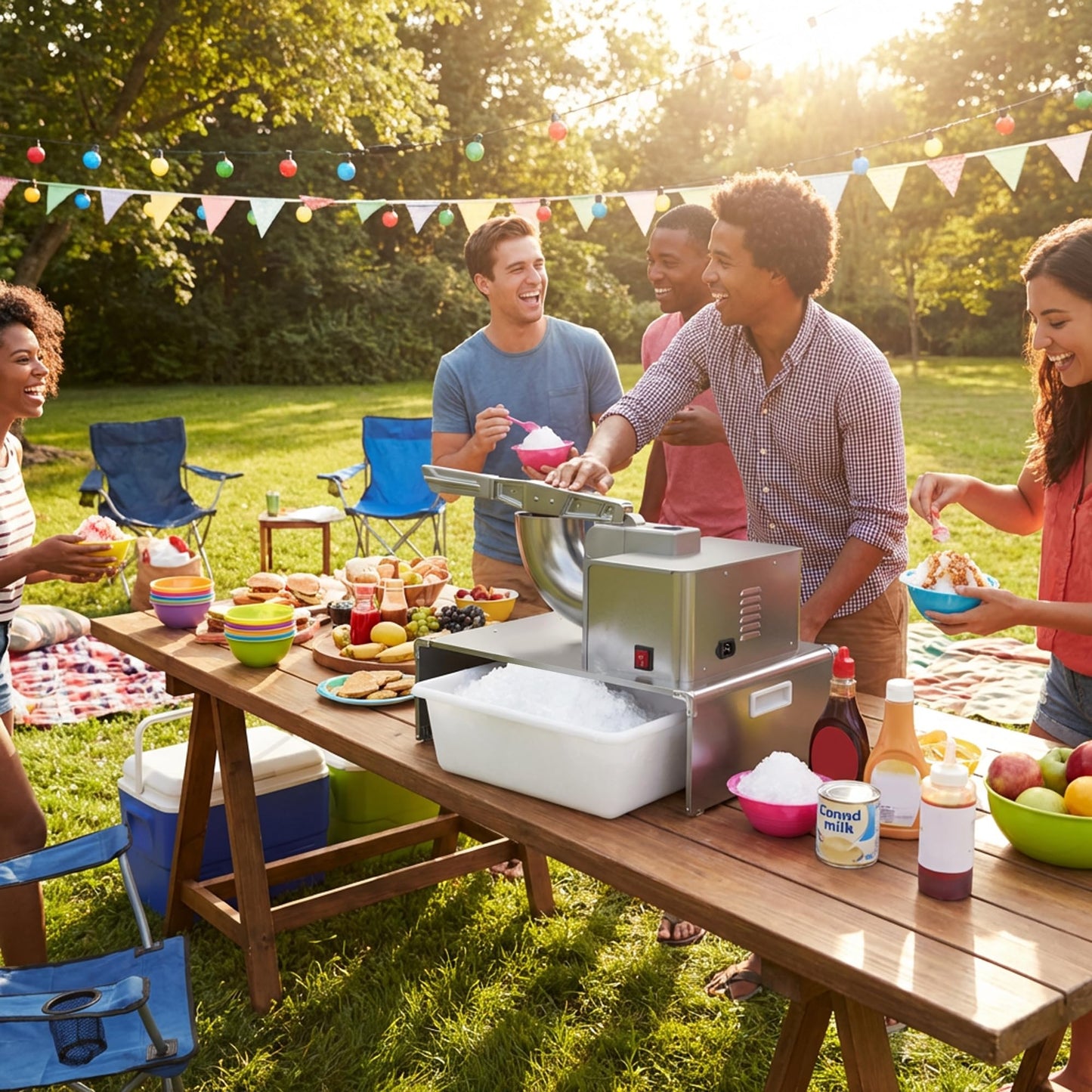 VALONDINO Snow Cone Machine Shaved Ice, 500LB/H Commercial Ice Crusher Shaved Ice Machine Fluffy, 300W Industrial Commercial Big Ice Shaving Machine for Snow Cones for Home Party