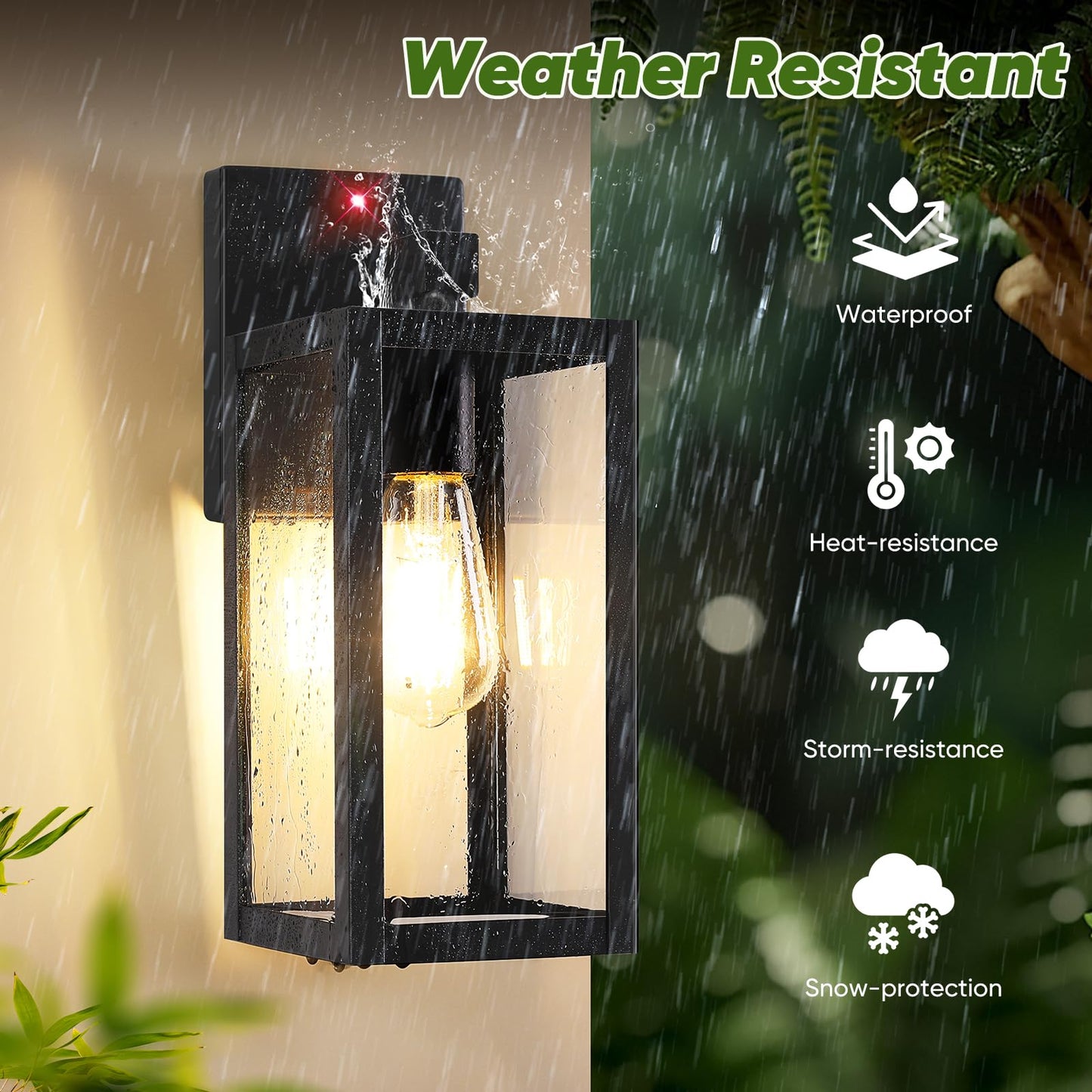 BesLowe 13in Motion Sensor Outdoor Wall Lights, 2-Pack, Dusk to Dawn, Black, Model A923