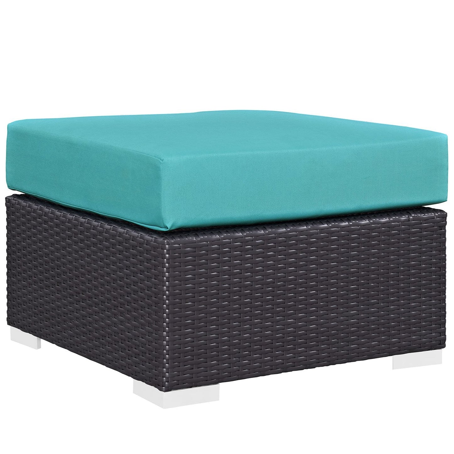 Modway Convene Wicker Rattan 4-Piece Outdoor Patio Furniture Set in Espresso Turquoise