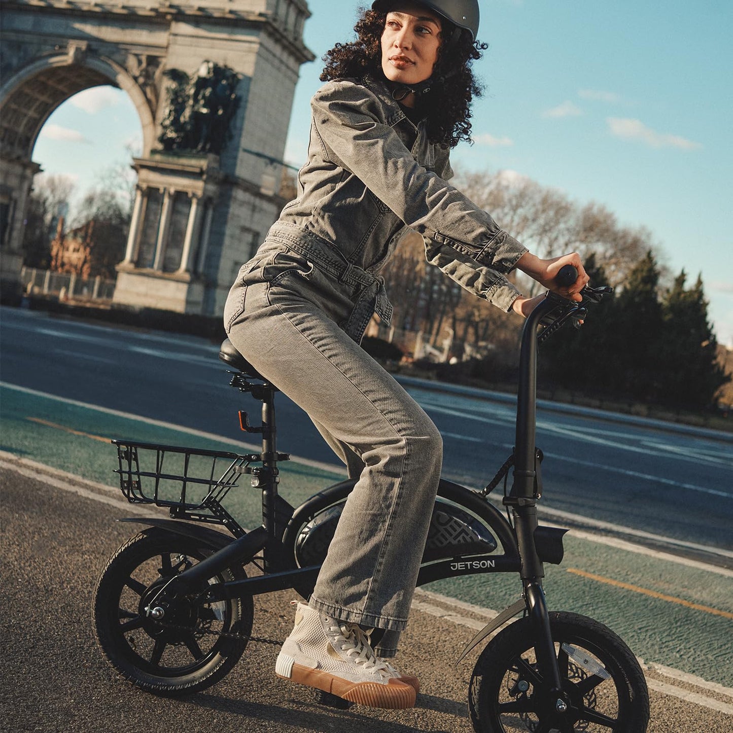 Jetson Bolt Pro Adult Electric Bike, Pedal Assist up to 30 Miles, Foldable, Built-in Carrying Handle, Lightweight Frame, LED Headlight, Dual Disc Brakes, Twist Throttle & Cruise Control, Ages 12+