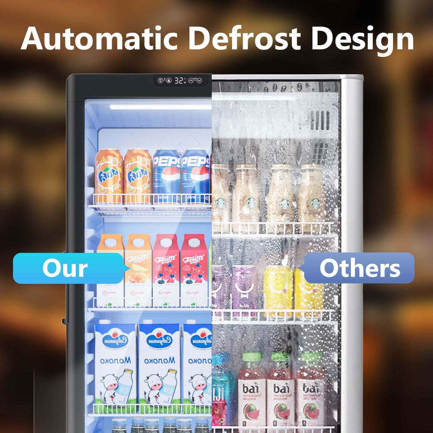 ICEVIVAL 6 Cu.Ft Commercial Refrigerators, Display Fridge with Double-Tempered Glass Door, Beverage Cooler for Bar, Office, Restaurant, Outdoor Beverage Refrigerator with Locking, Key & LED