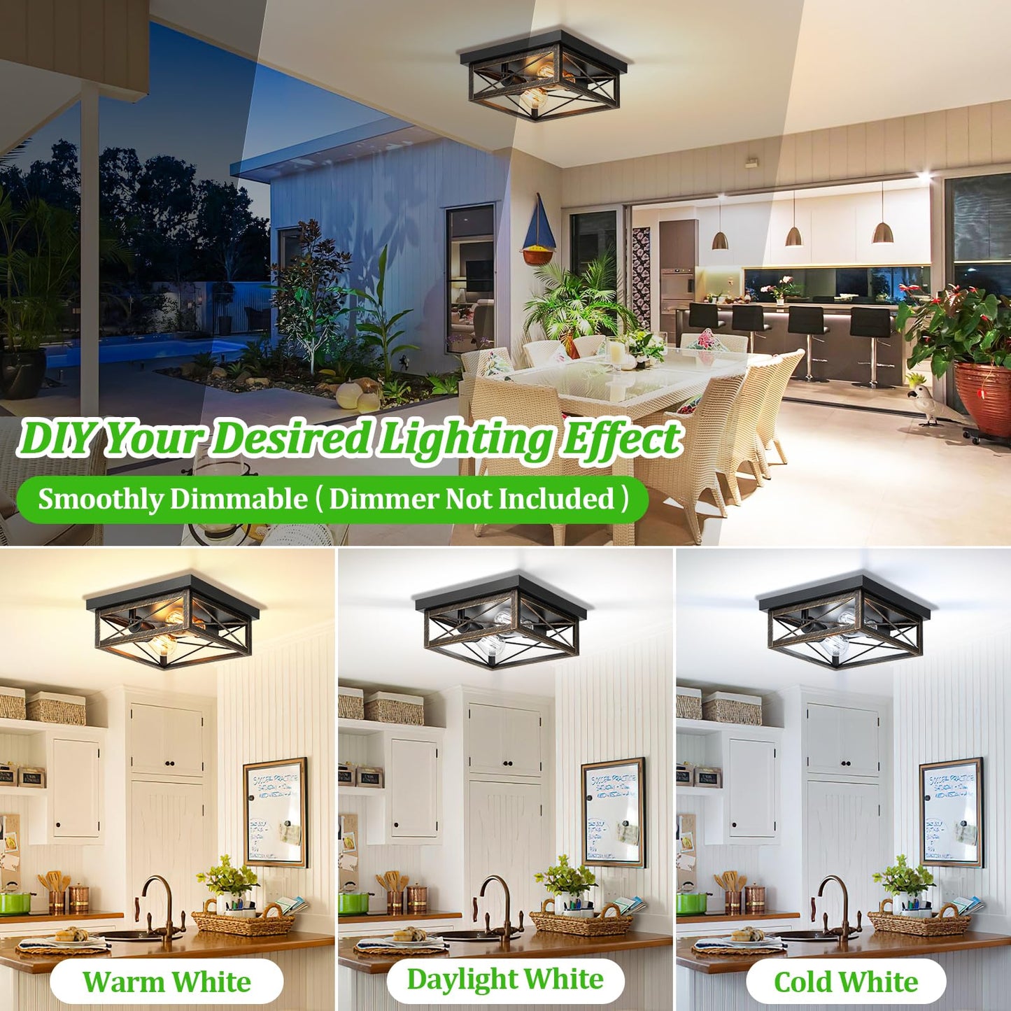 Kondras 2-Light Flush Mount Ceiling Lamp, Oil-Rubbed Bronze, Metal, 1-Pack, Model X11016P-B