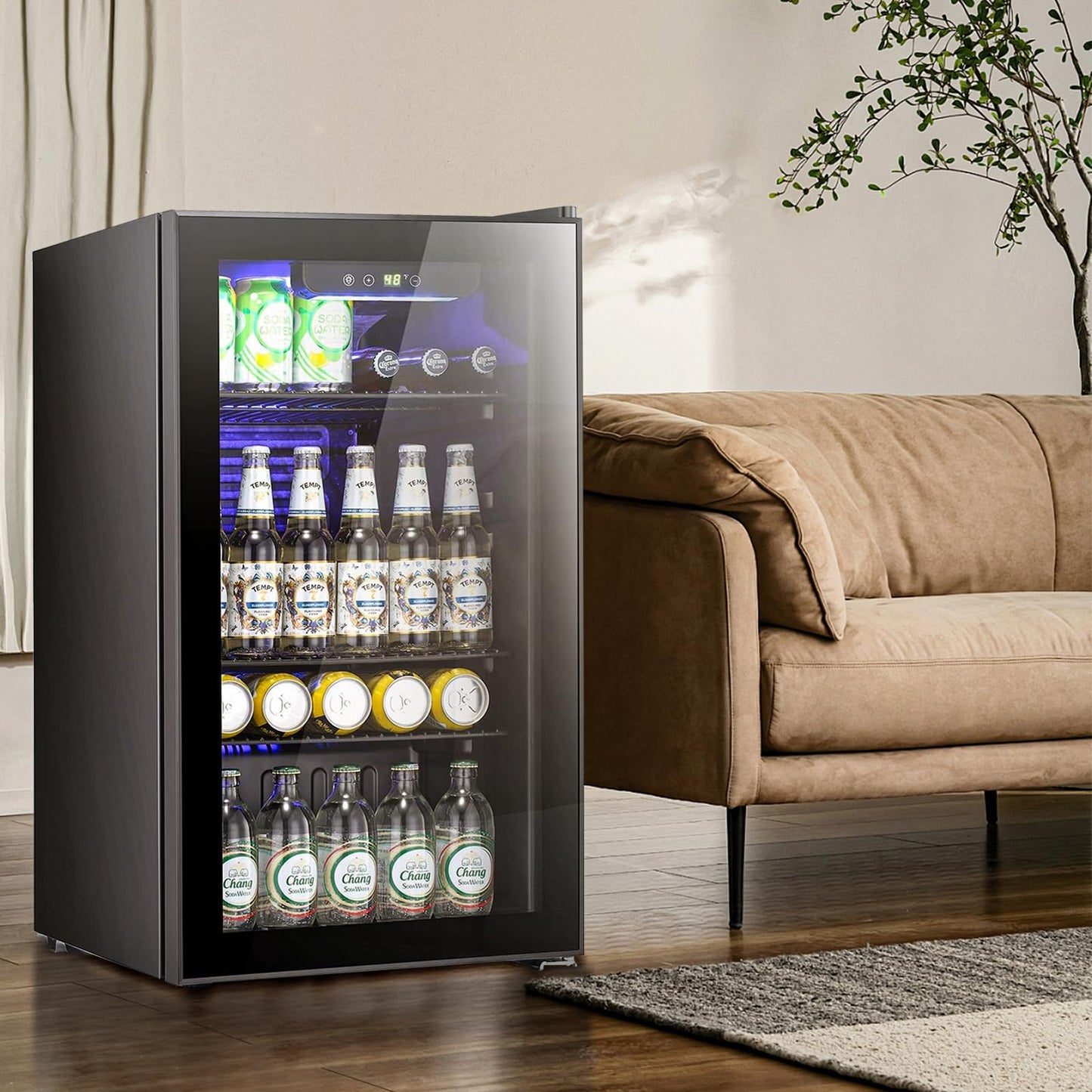 Antarctic Star Beverage Refrigerator -120 Can Mini Fridge for Soda Beer or Wine,Small Drink Dispenser, For Office or Bar with Adjustable Removable Shelves,Convertible Door ,3.1 Cu.Ft