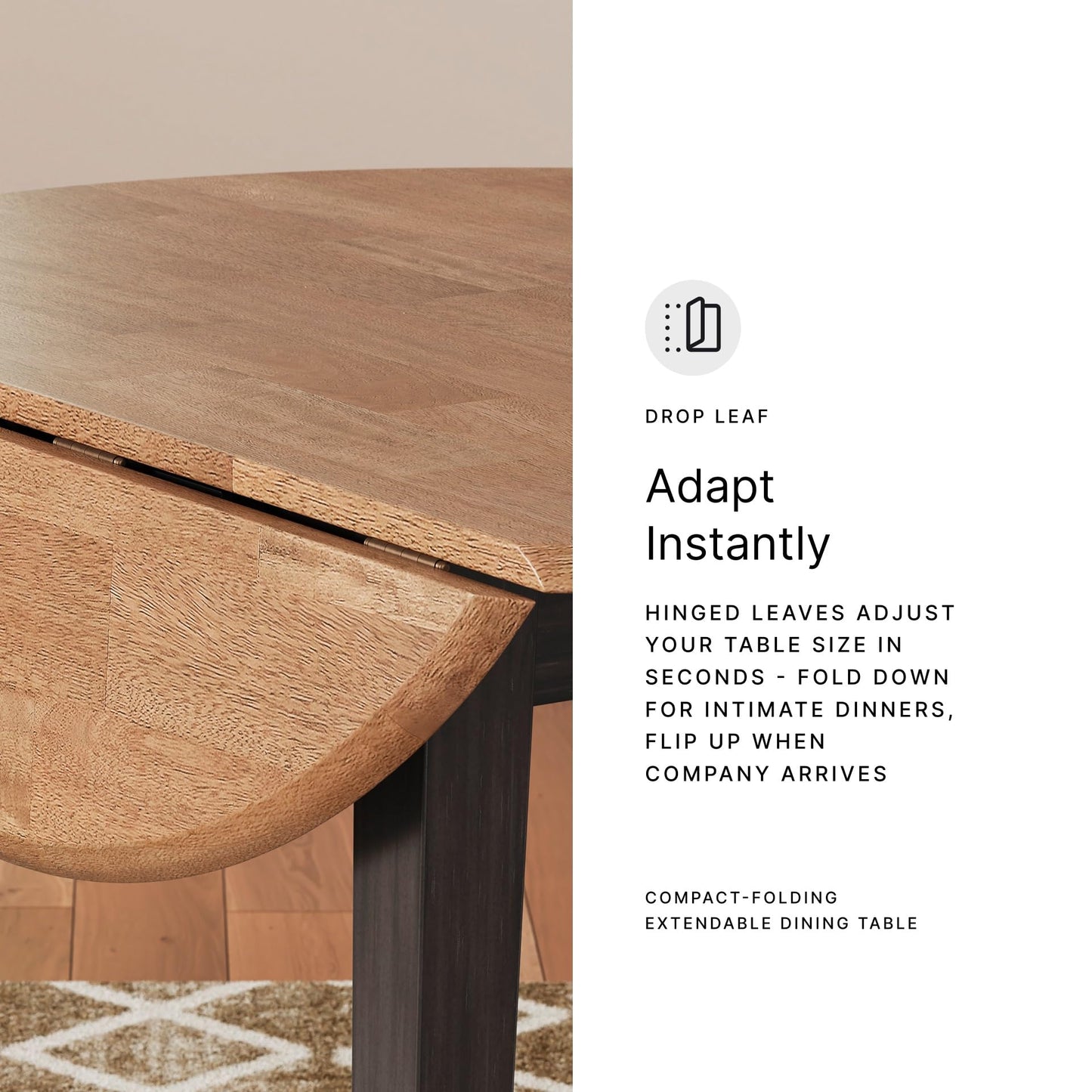 Signature Design by Ashley Gesthaven Contemporary Dining Drop Leaf Table with 4 Legs, Light Brown & Dark Brown